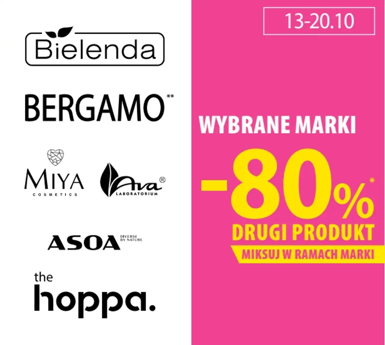 Wybrane marki kosmetyków (Bielenda, Bergamo, Miya, Ava, Asoa, the hoppa)