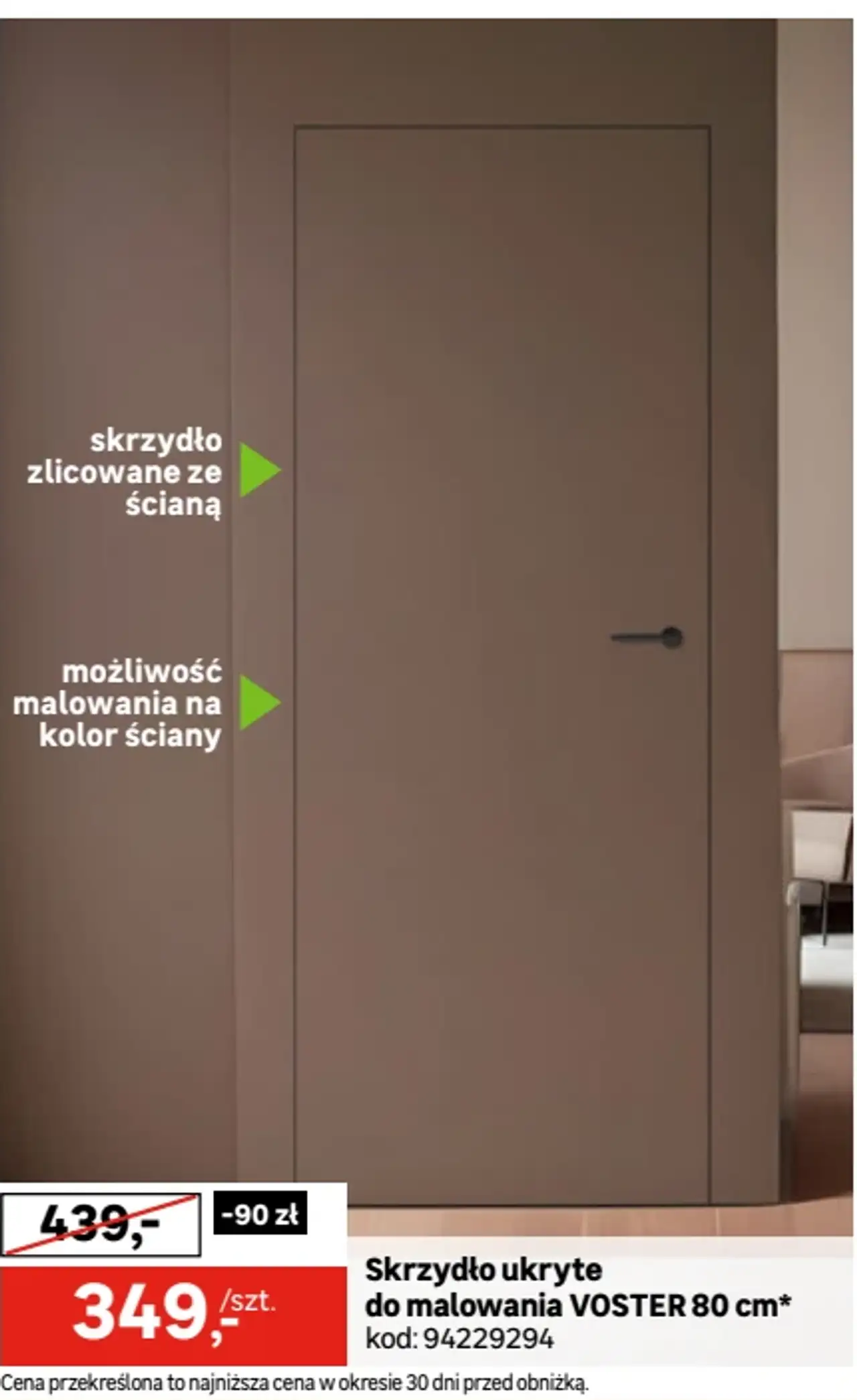 Skrzydło ukryte do malowania VOSTER 80 cm*