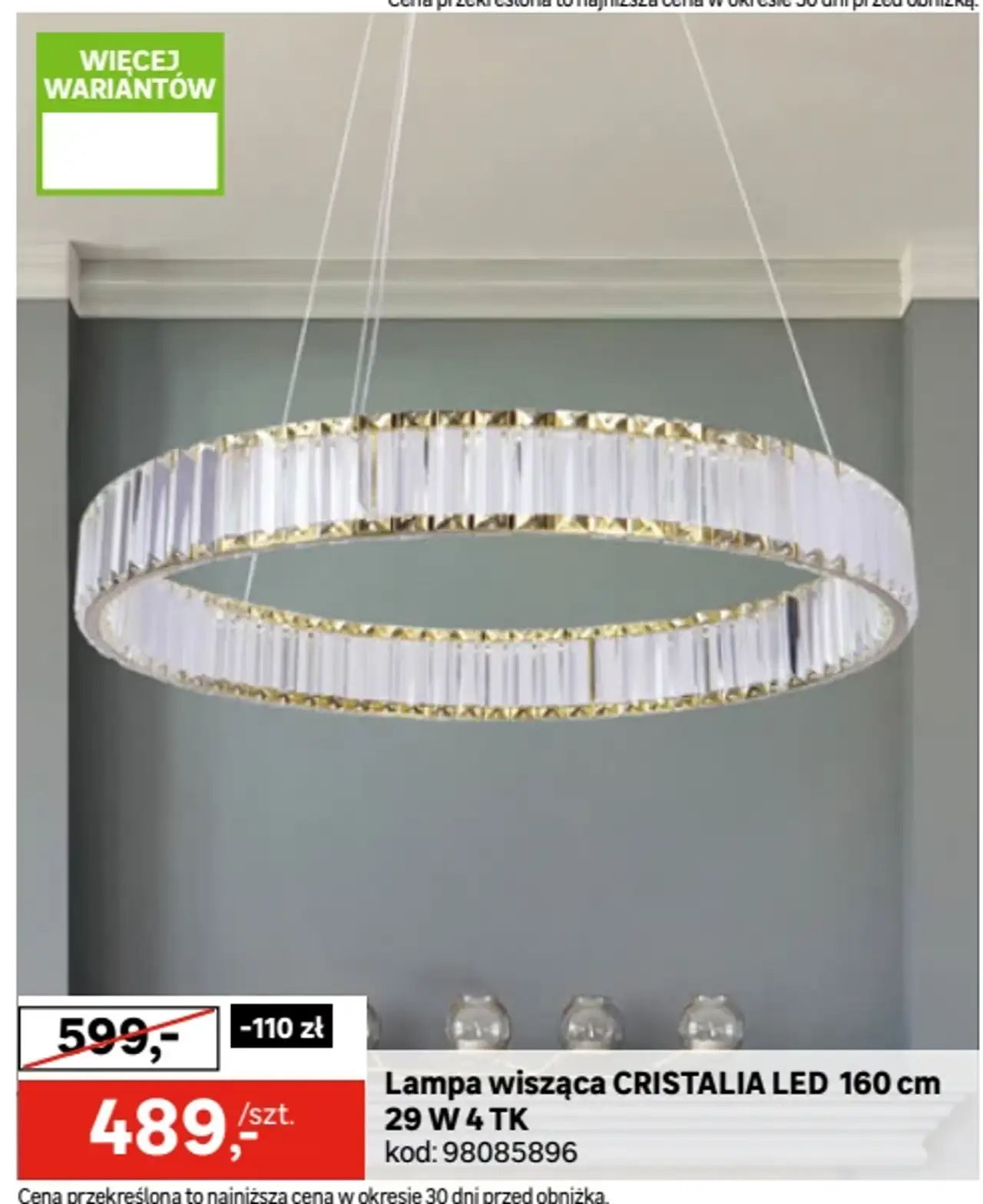 Lampa wisząca CRISTALIA LED 160 cm 29 W 4 TK