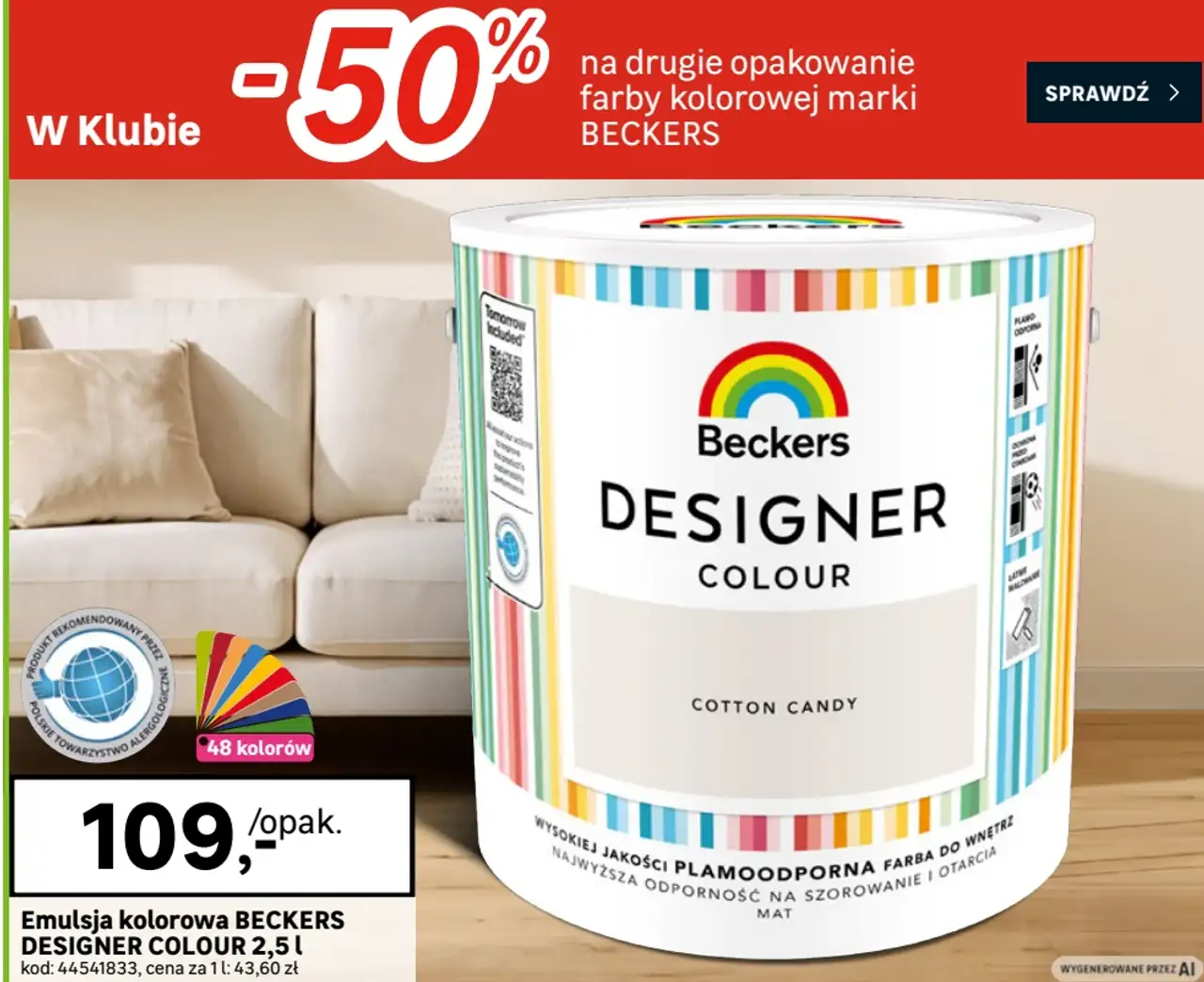 Emulsja kolorowa BECKERS DESIGNER COLOUR 2,5 l