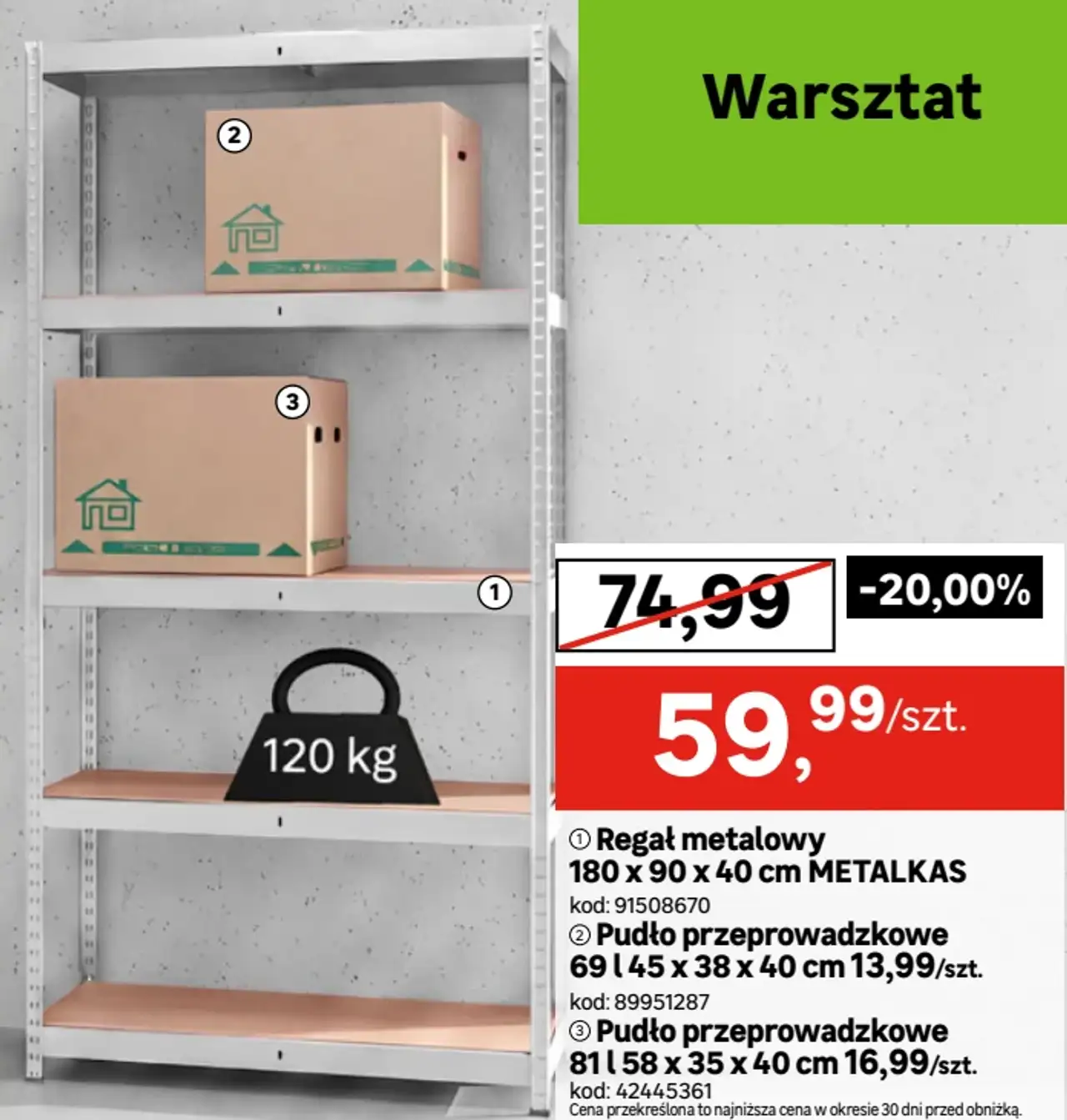 Regał metalowy 180 x 90 x 40 cm METALKAS