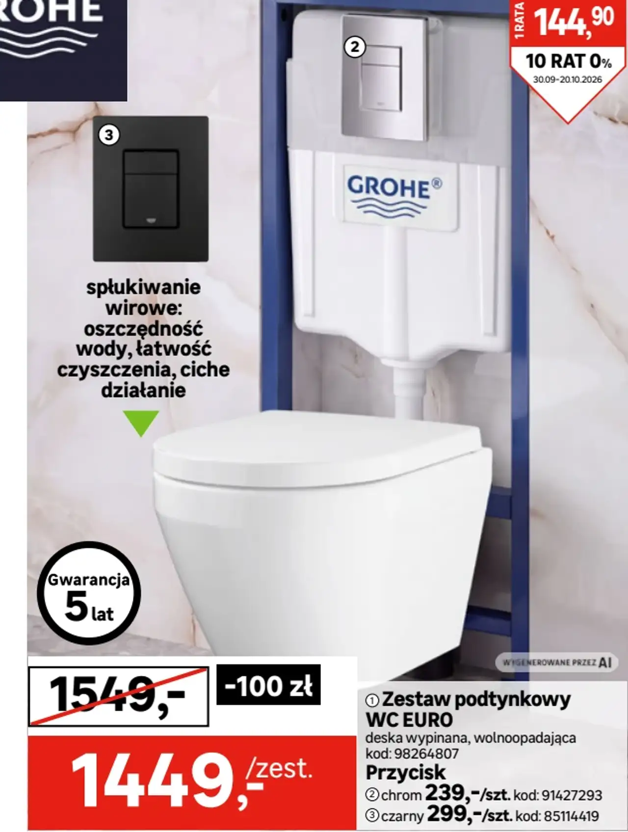 Zestaw podtynkowy WC EURO Grohe