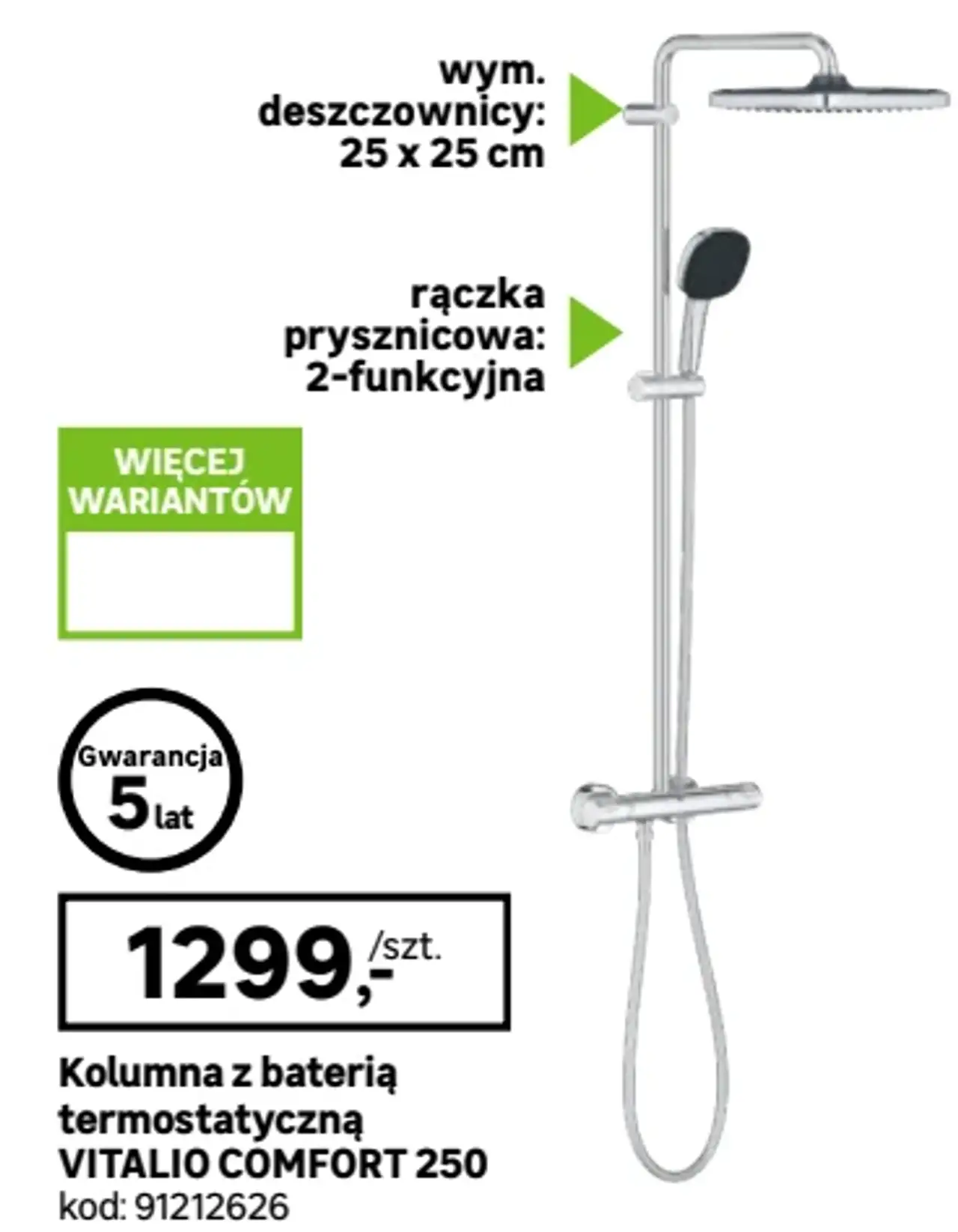 Kolumna z baterią termostatyczną VITALIO COMFORT 250 GROHE