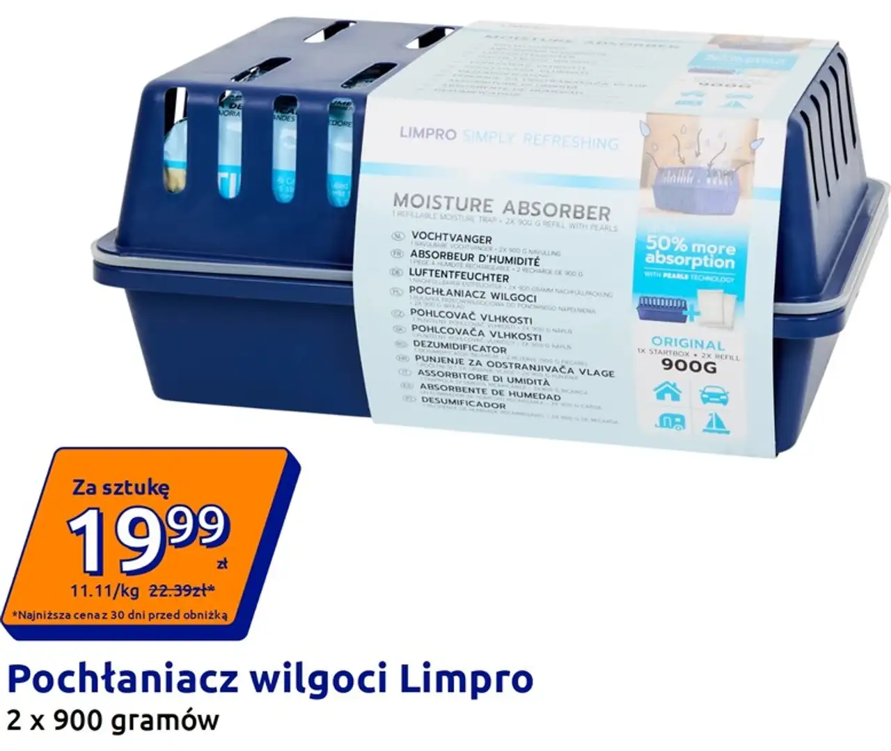 Pochłaniacz wilgoci Limpro 2 x 900 gramów