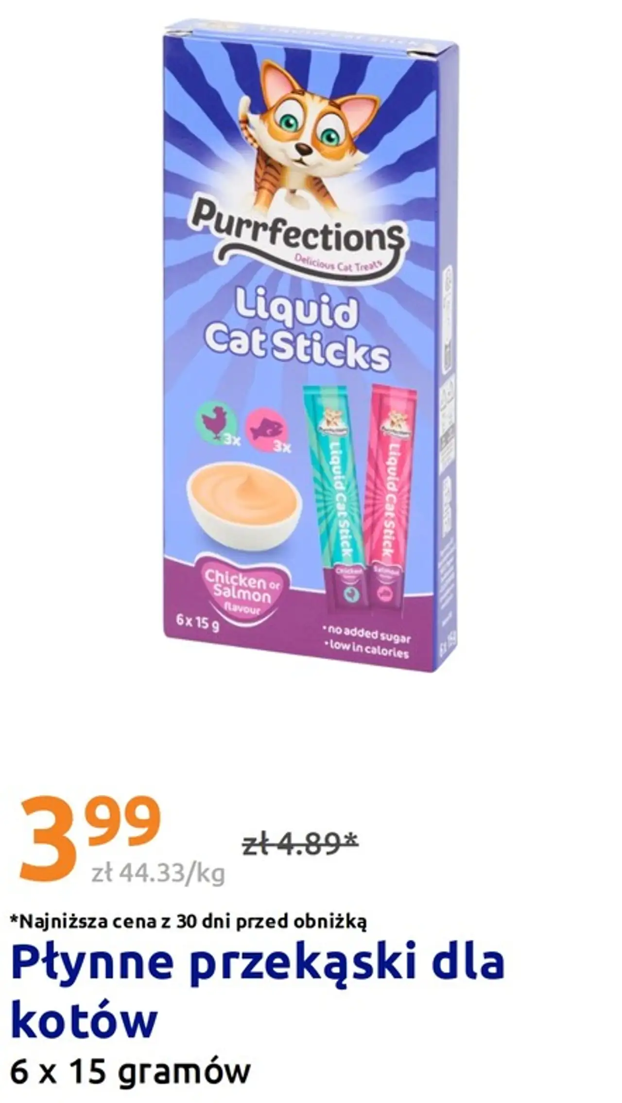 Płynne przekąski dla kotów Purrfections Liquid Cat Sticks