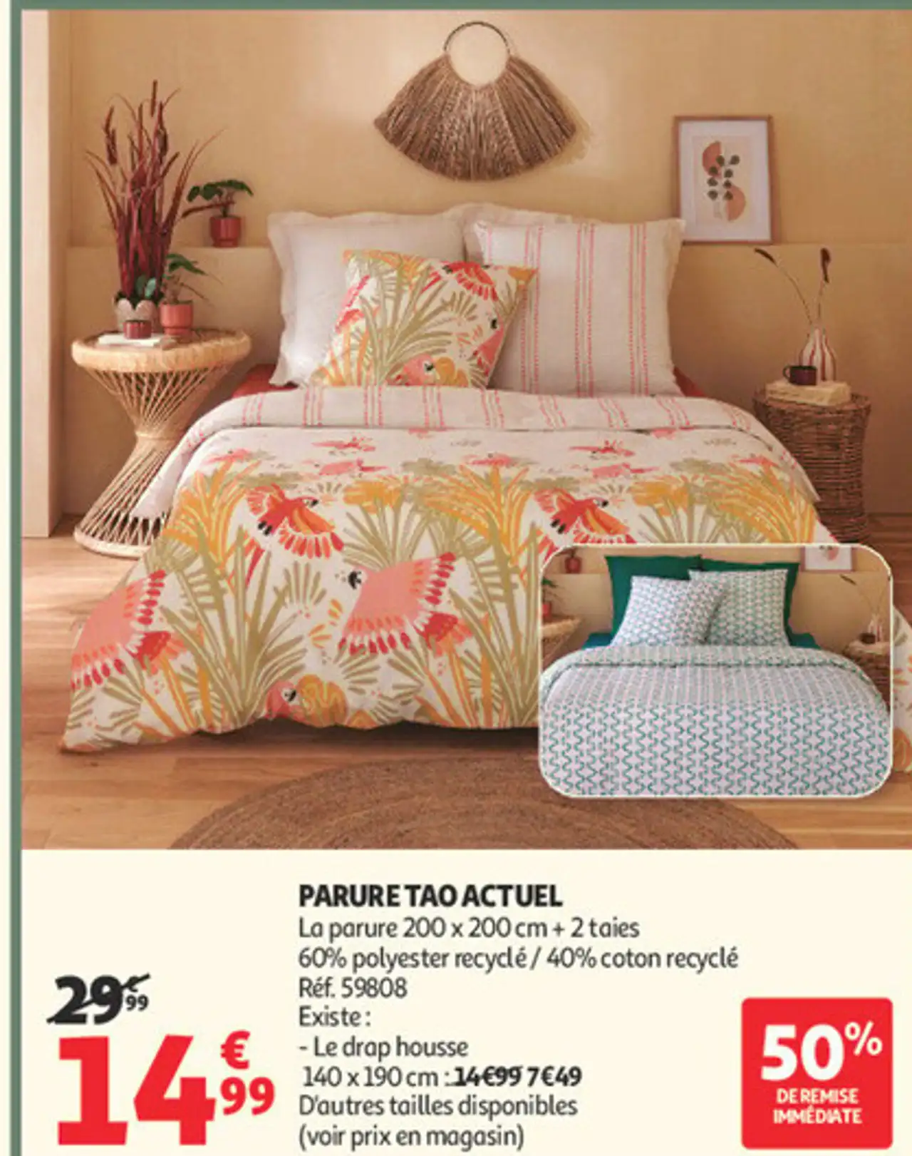 PARURE TAO ACTUEL La parure 200 x 200 cm + 2 taies