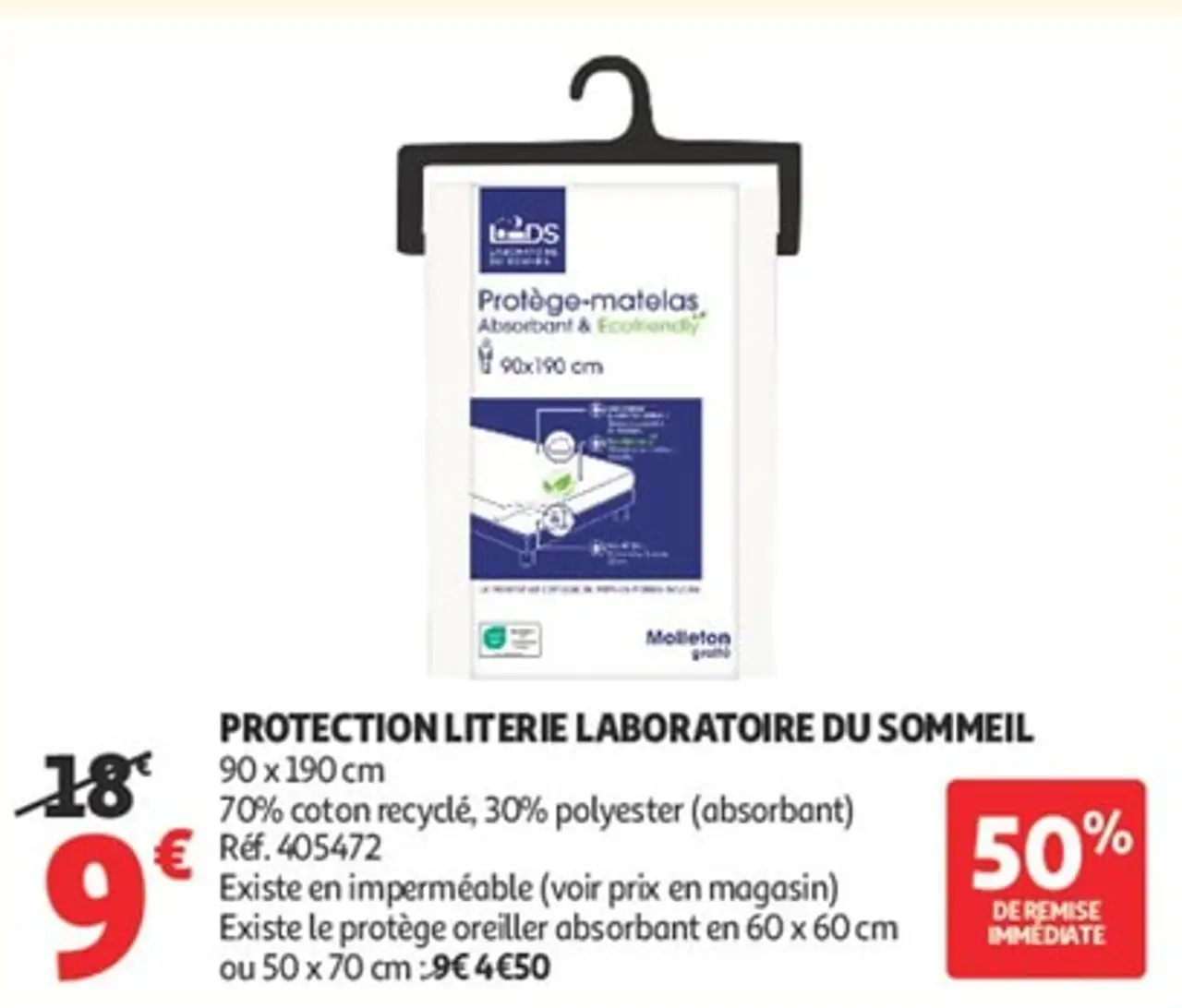 PROTECTION LITERIE LABORATOIRE DU SOMMEIL 90 x 190 cm
