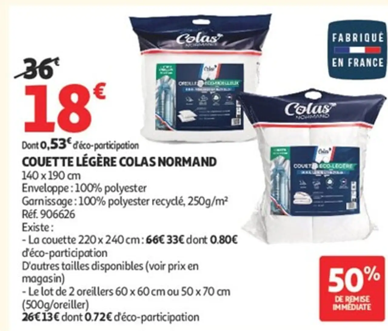 COUETTE LÉGÈRE COLAS NORMAND 140 x 190 cm