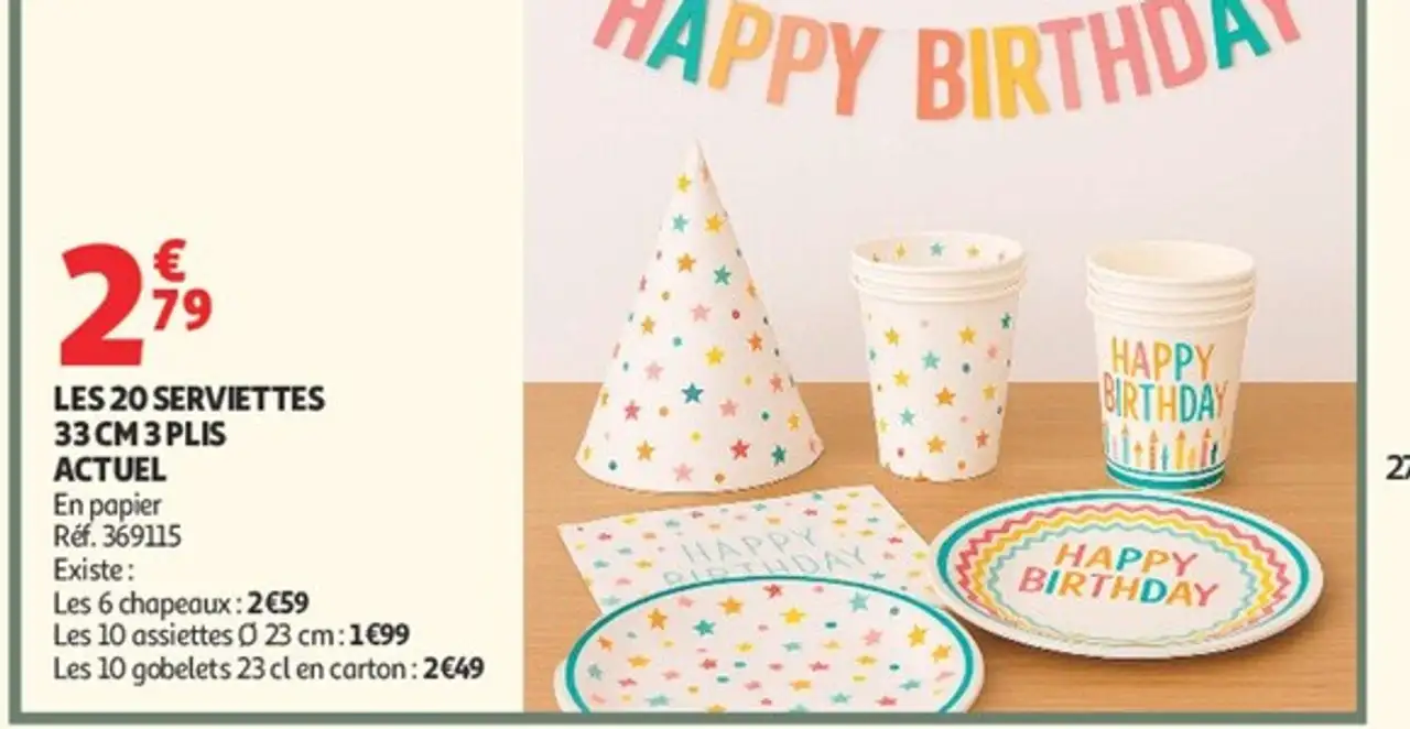 LES 20 SERVIETTES 33 CM 3 PLIS ACTUEL