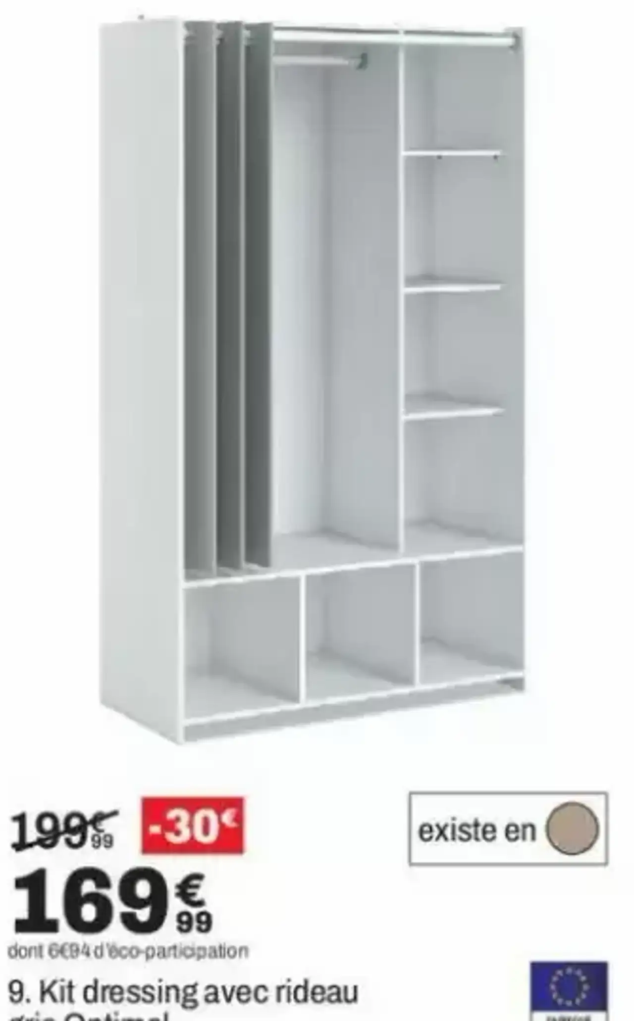 9. Kit dressing avec rideau gris Optimal