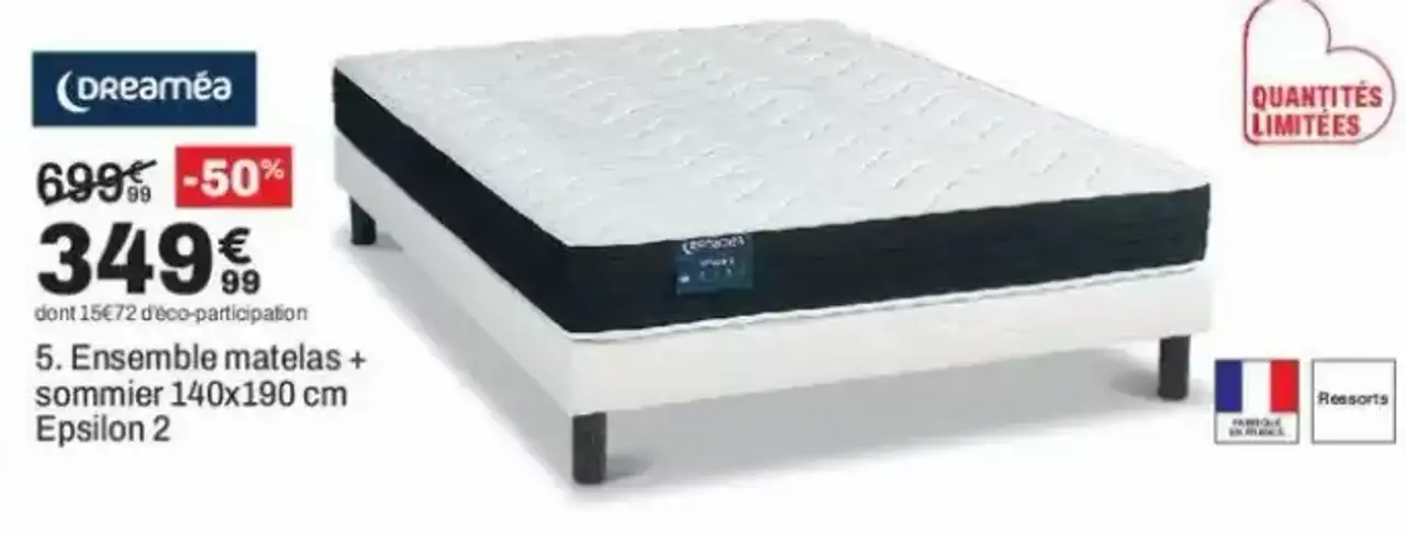 5. Ensemble matelas + sommier 140x190 cm Epsilon 2