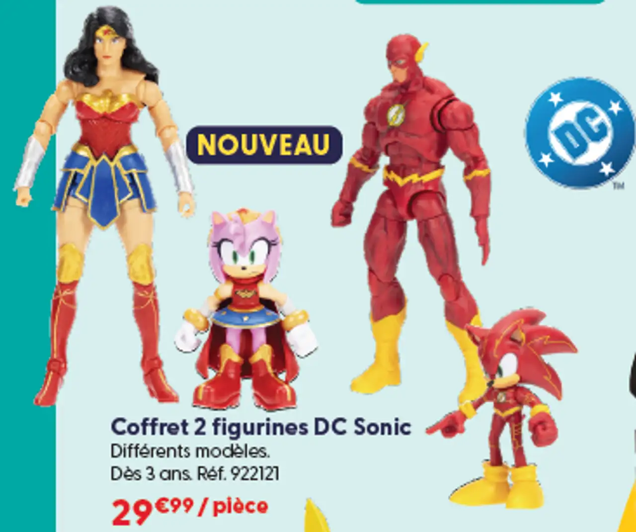 Coffret 2 figurines DC Sonic Différents modèles. Dès 3 ans. Réf. 922121