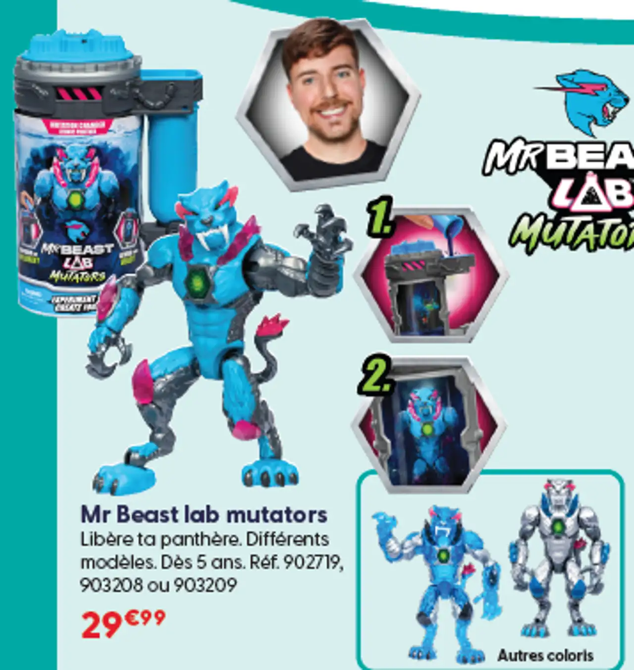 Mr Beast lab mutators Libère ta panthère. Différents modèles. Dès 5 ans. Réf. 902719, 903208 ou 903209