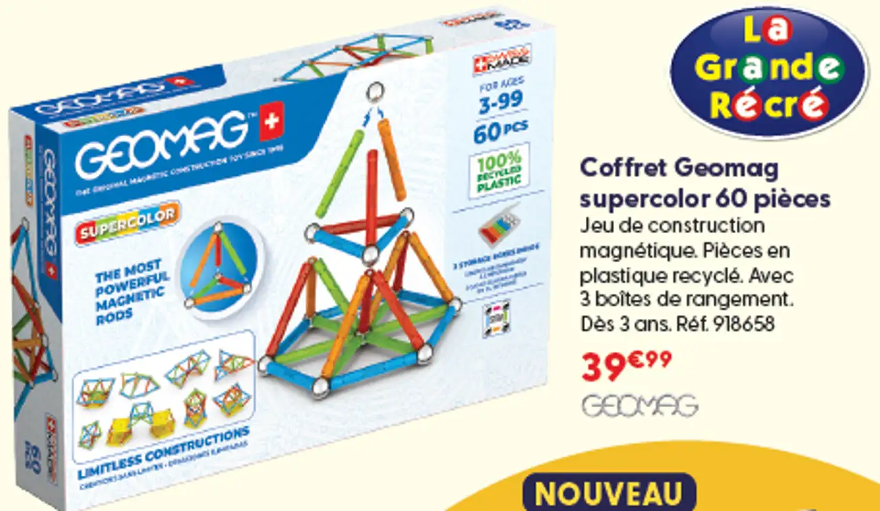 Coffret Geomag supercolor 60 pièces