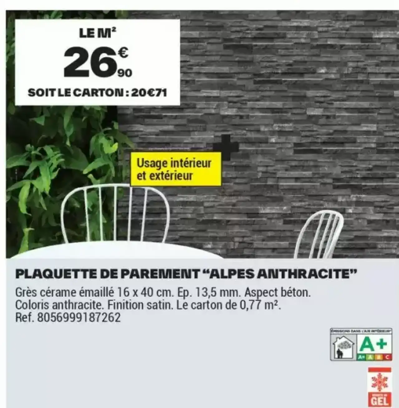 PLAQUETTE DE PAREMENT "ALPES ANTHRACITE"