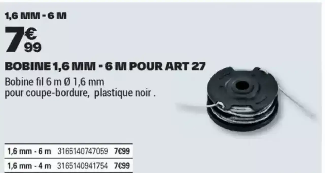 BOBINE 1,6 MM - 6 M POUR ART 27