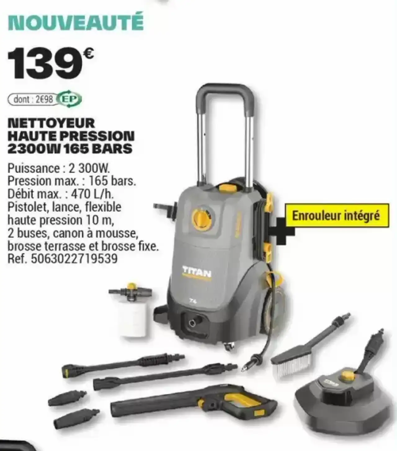 NETTOYEUR HAUTE PRESSION 2300W 165 BARS