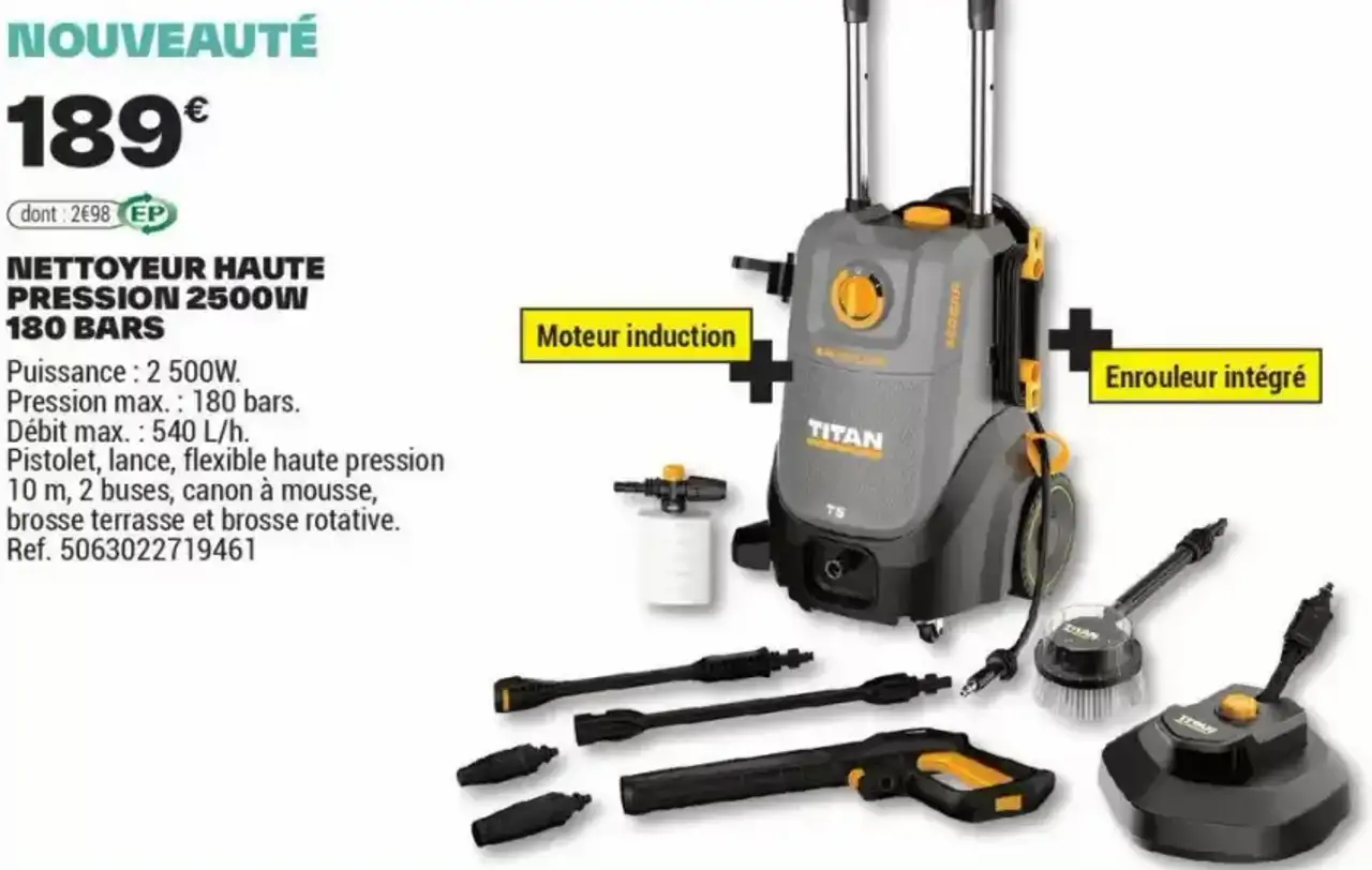 NETTOYEUR HAUTE PRESSION 2500W 180 BARS