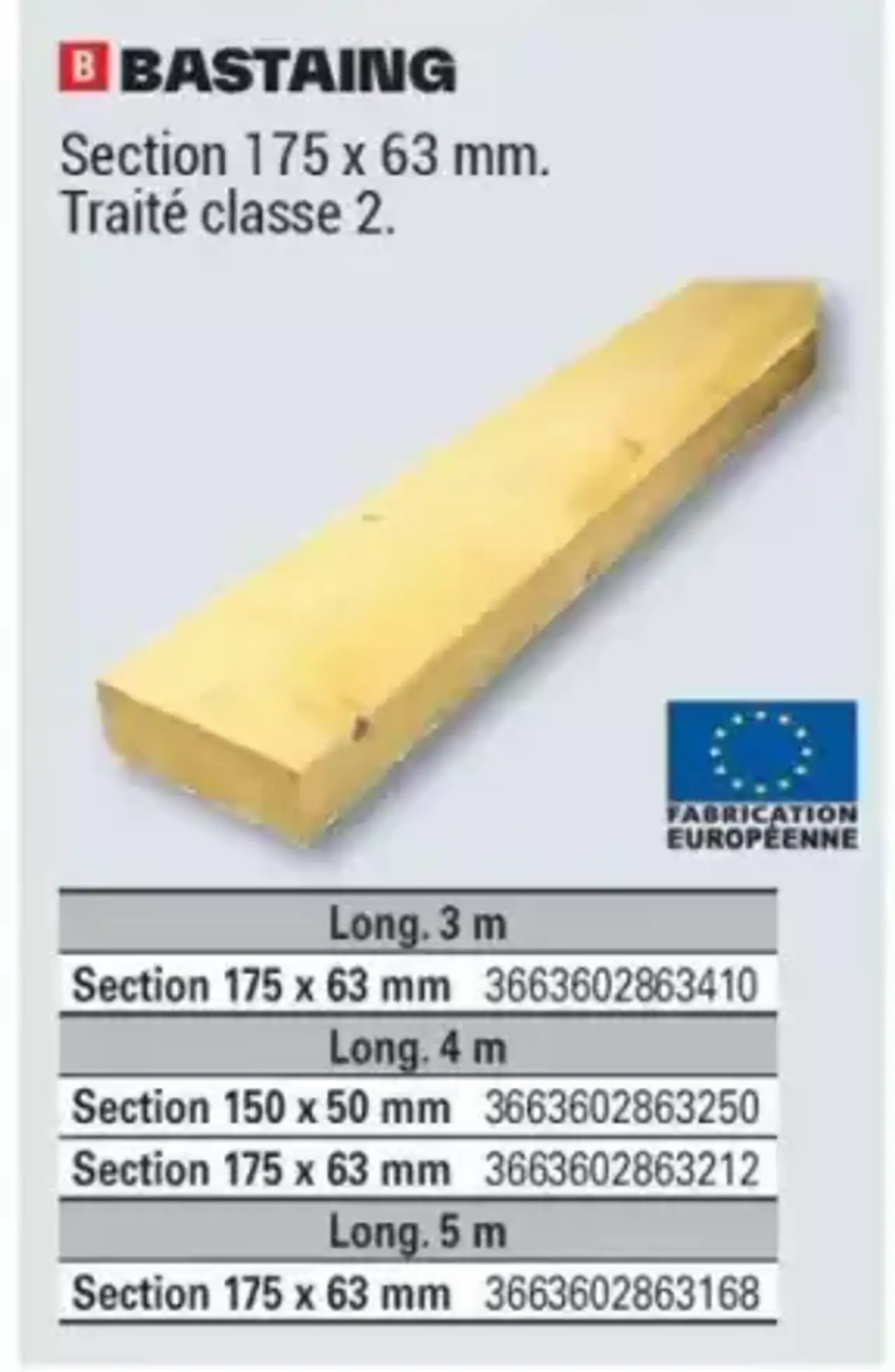 BASTAING Section 175 x 63 mm. Traité classe 2.