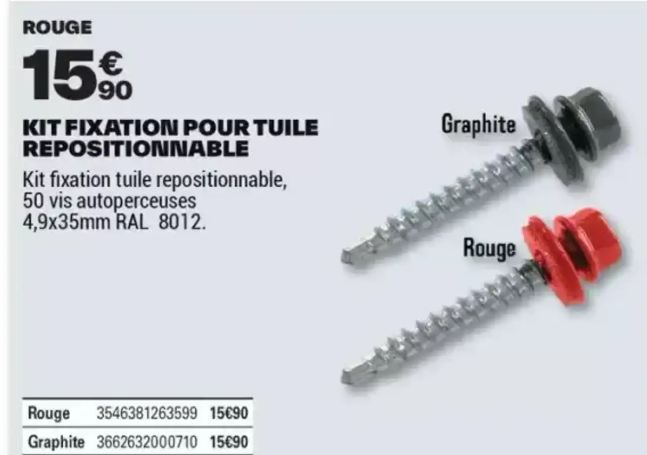KIT FIXATION POUR TUILE REPOSITIONNABLE