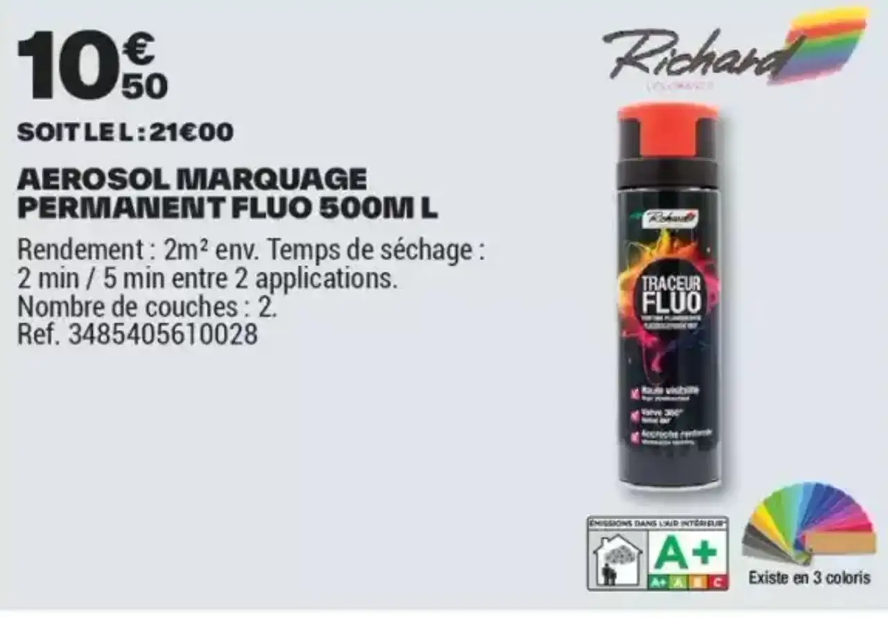 AEROSOL MARQUAGE PERMANENT FLUO 500M L