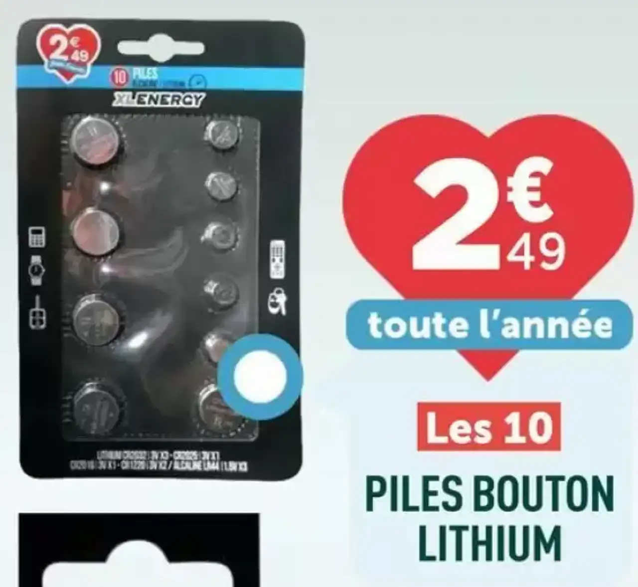 XLENERGY Les 10 PILES BOUTON LITHIUM