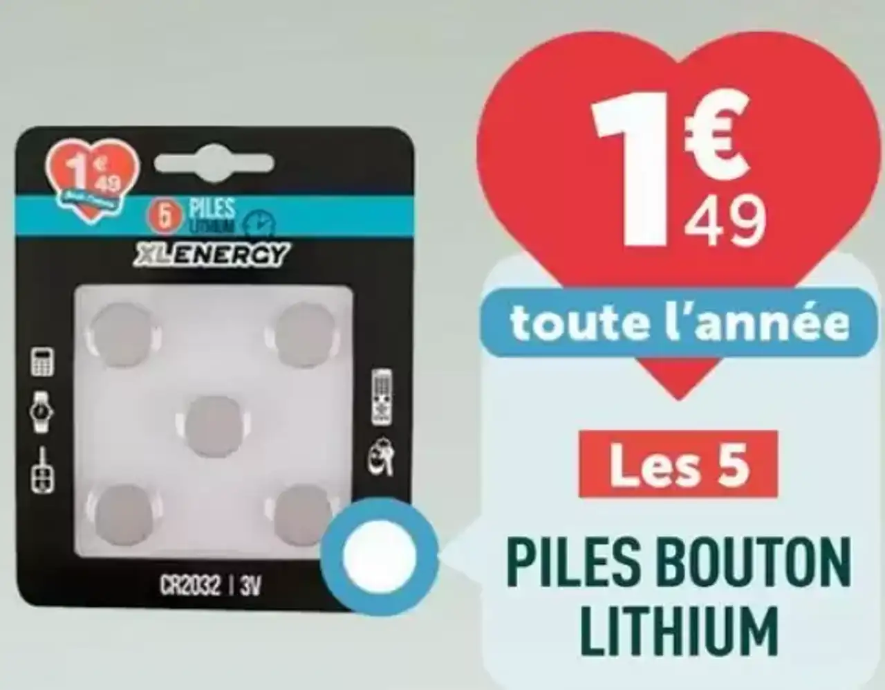 XLENERGY Les 5 PILES BOUTON LITHIUM