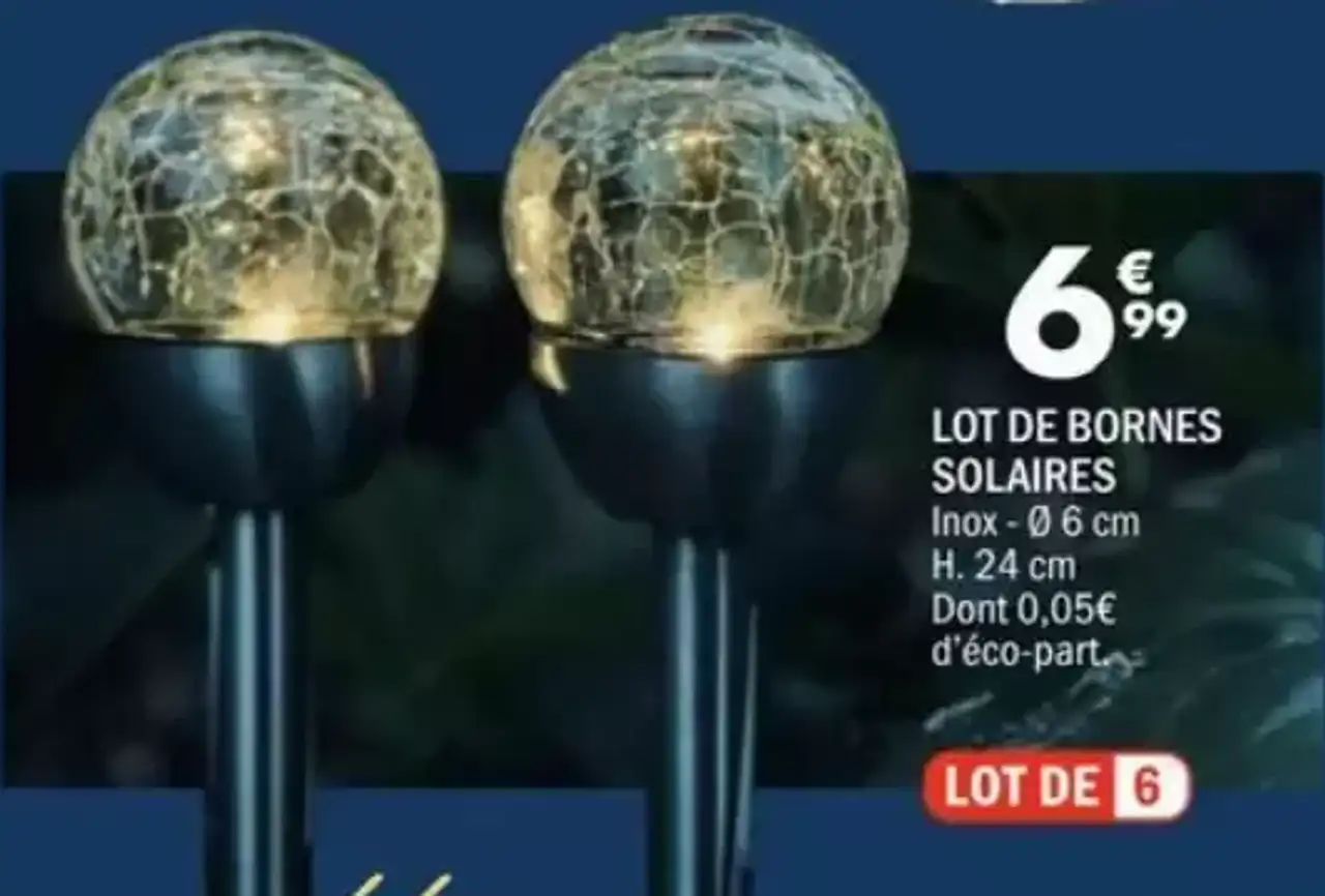 LOT DE BORNES SOLAIRES Inox - Ø 6 cm H. 24 cm