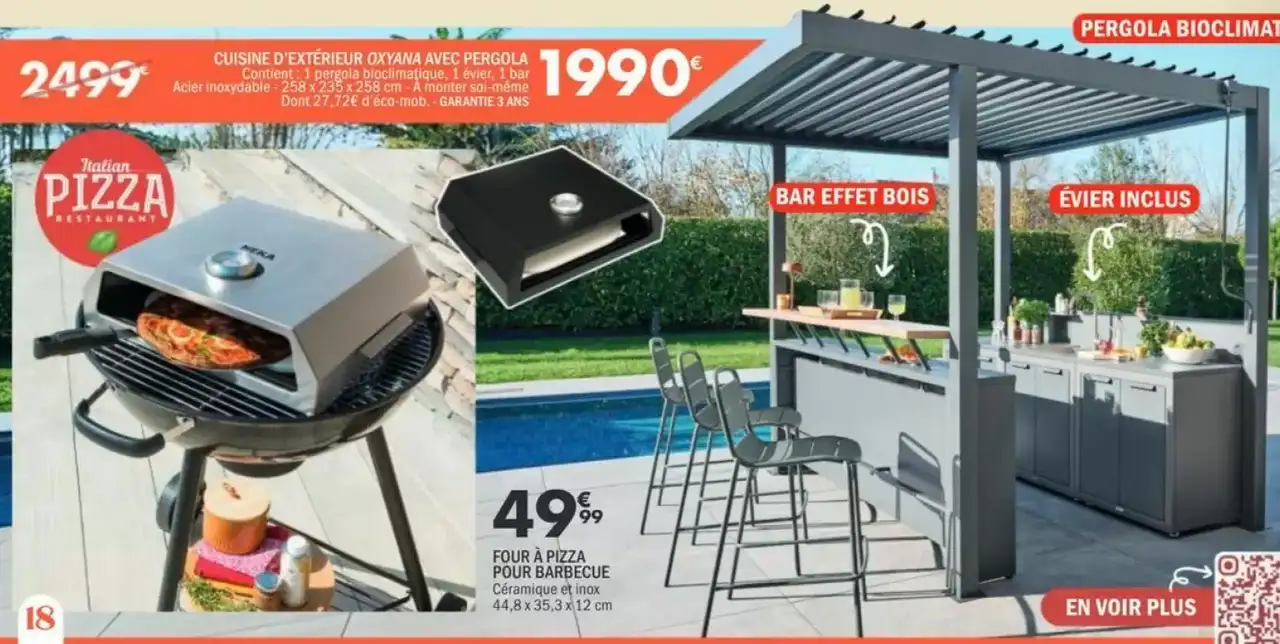 CUISINE D'EXTÉRIEUR OXYANA AVEC PERGOLA