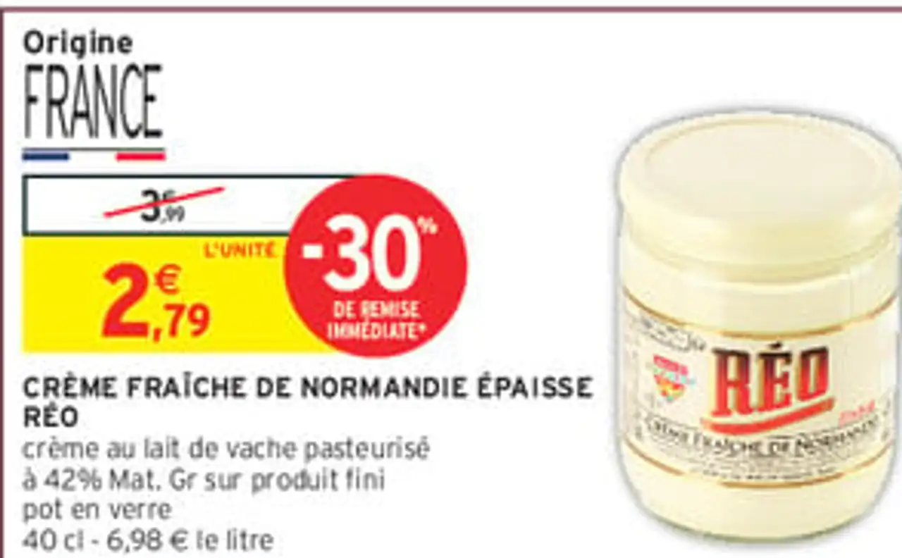 CRÈME FRAÎCHE DE NORMANDIE ÉPAISSE RÉO