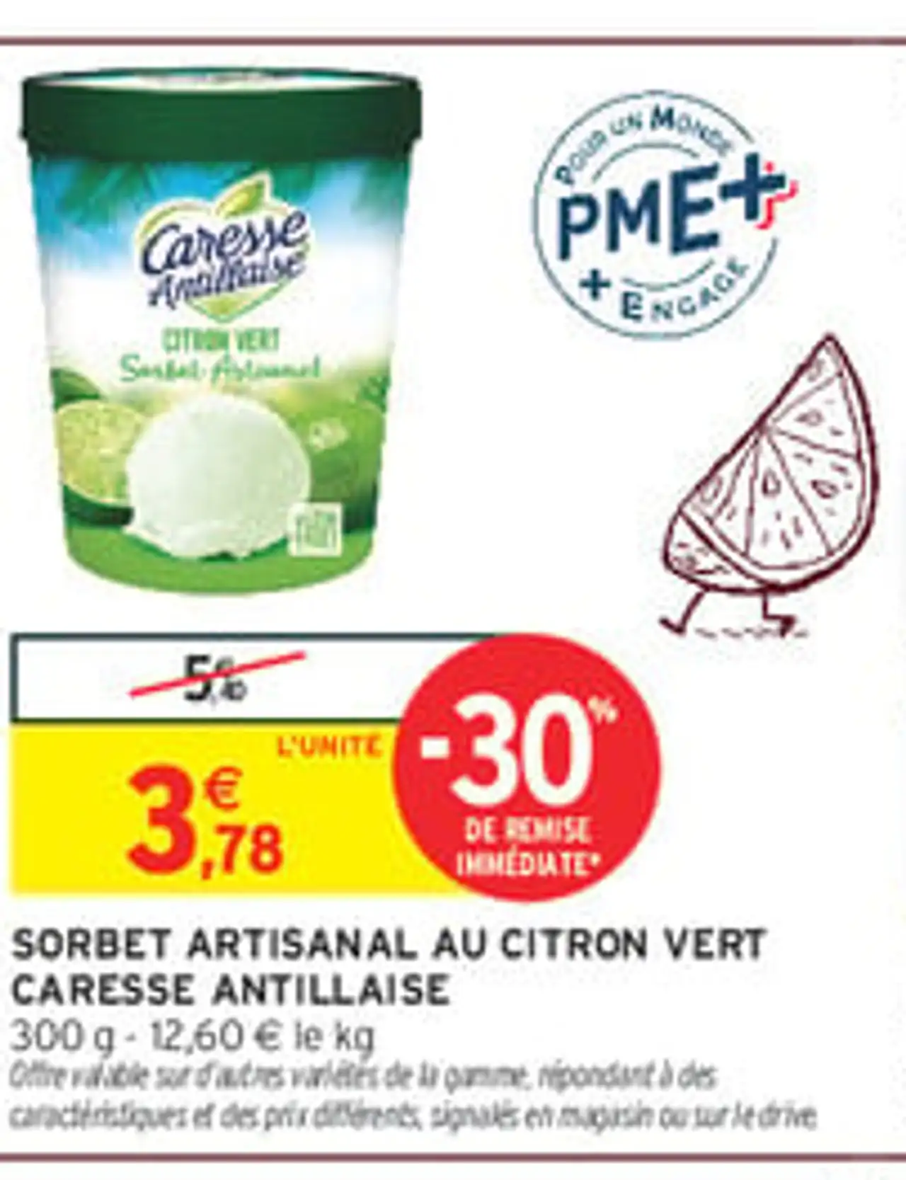 SORBET ARTISANAL AU CITRON VERT CARESSE ANTILLAISE