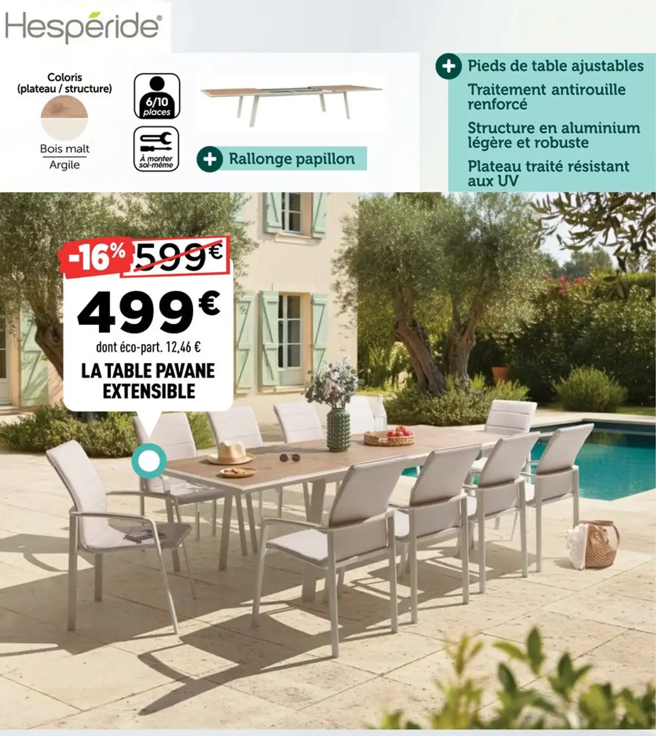 LA TABLE PAVANE EXTENSIBLE Hespéride