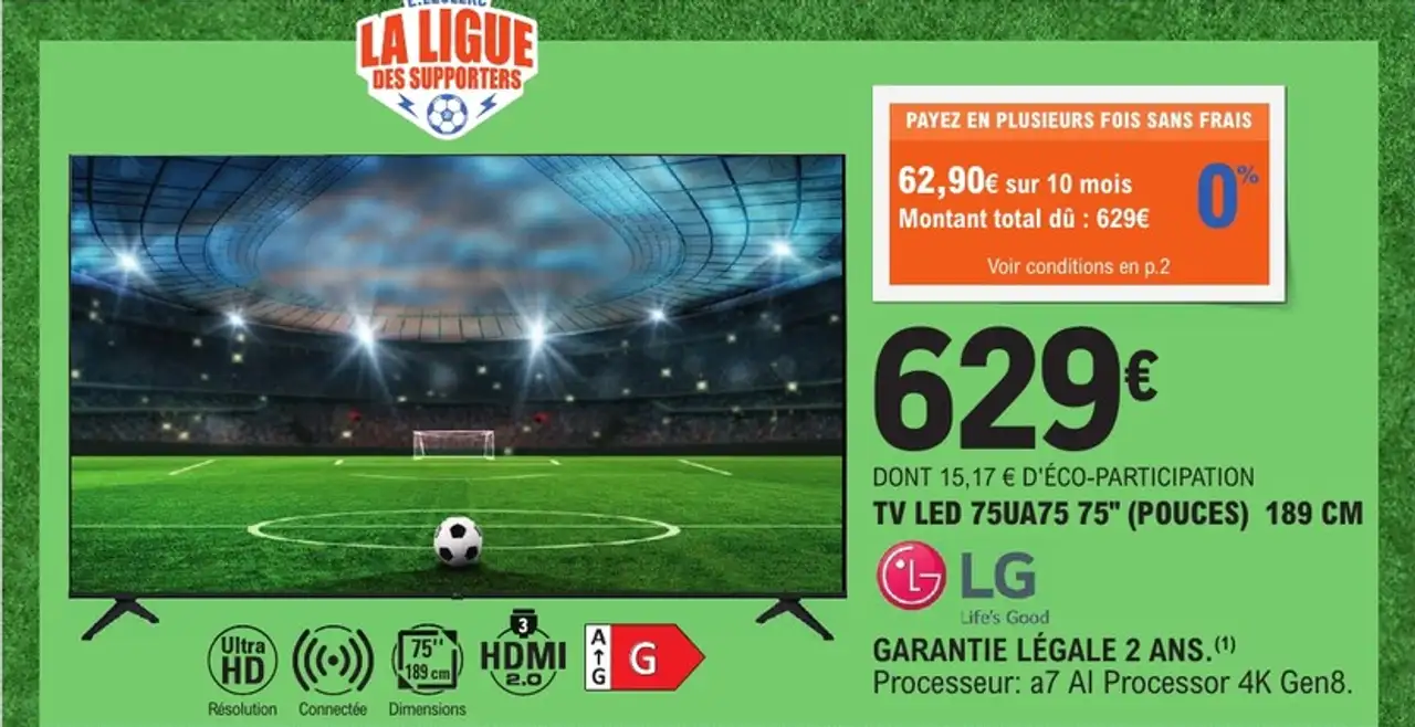 TV LED 75UA75 75" (POUCES) 189 CM LG
