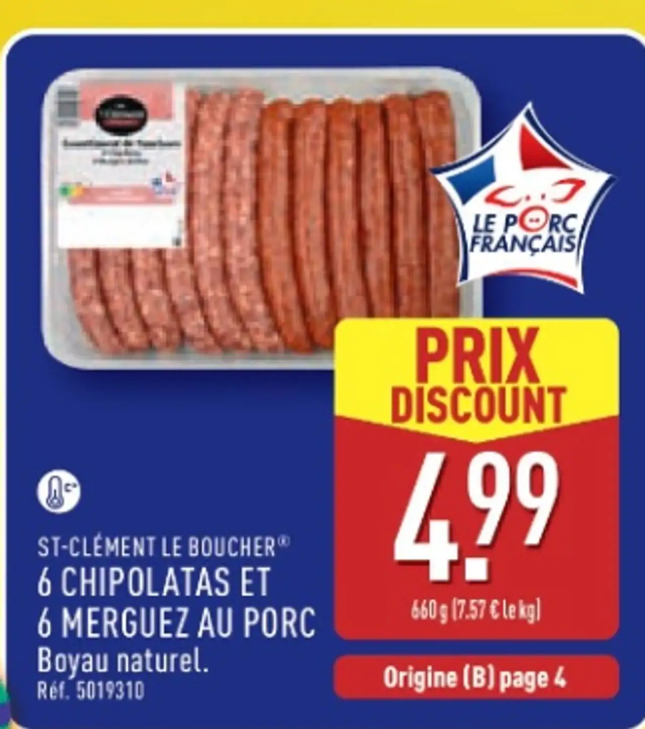 ST-CLÉMENT LE BOUCHER 6 CHIPOLATAS ET 6 MERGUEZ AU PORC