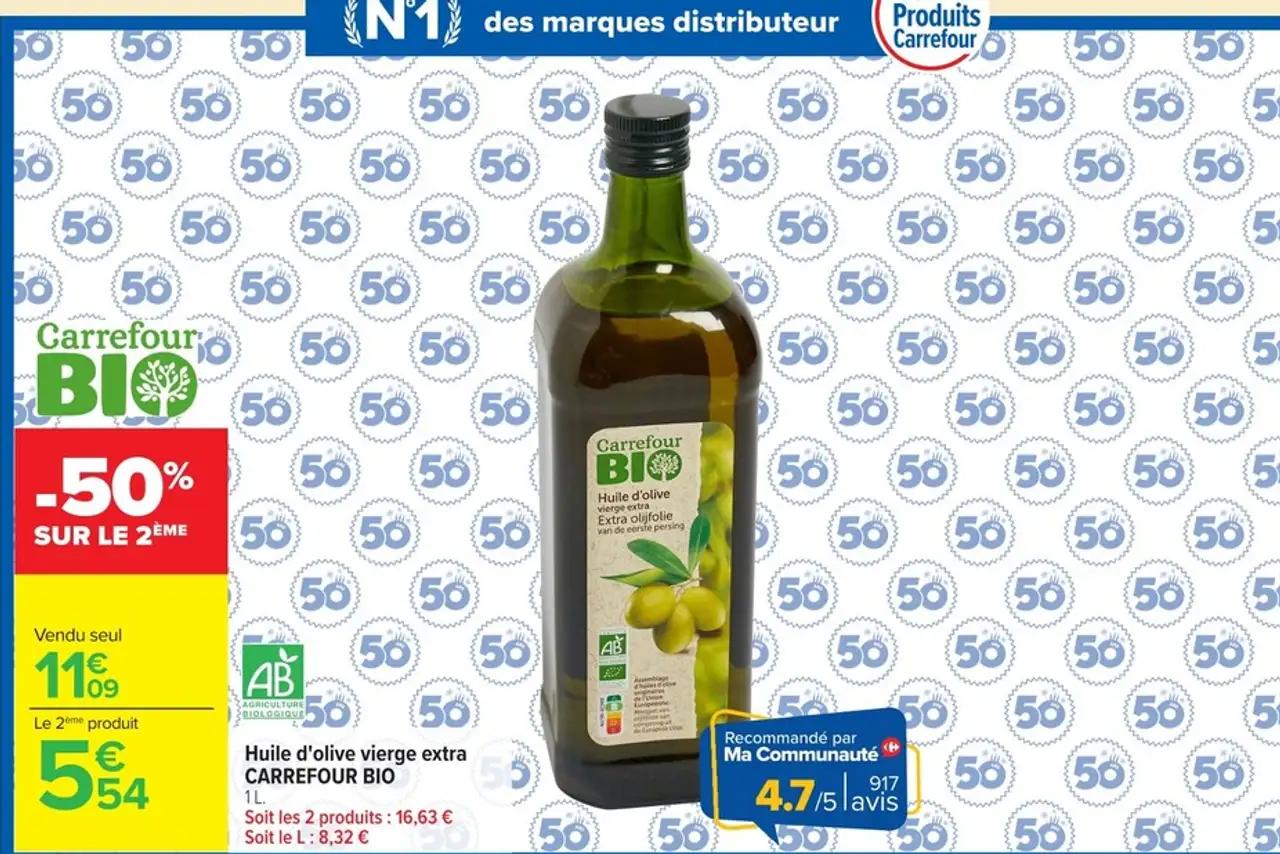 Huile d'olive vierge extra CARREFOUR BIO 1 L
