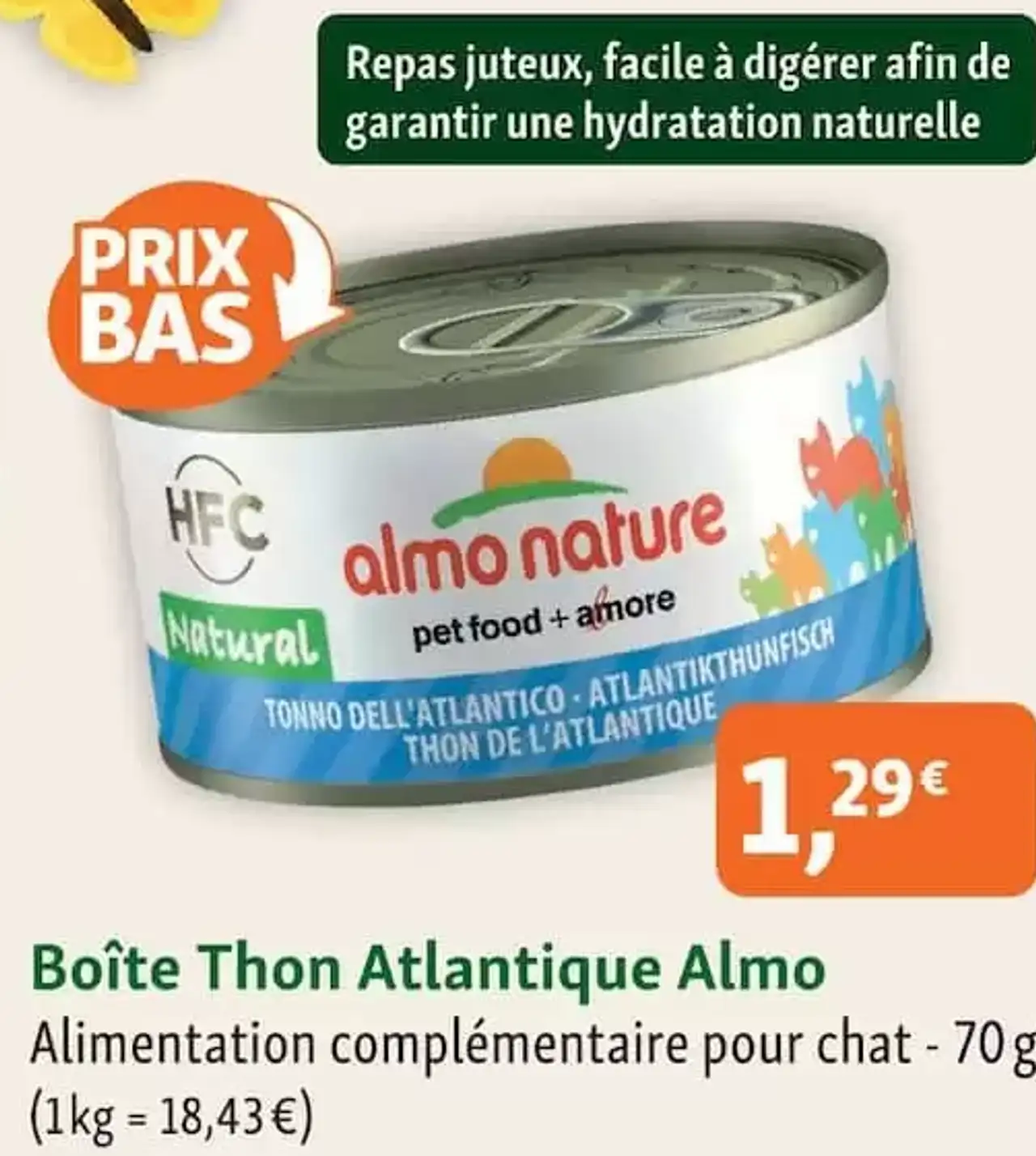 Boîte Thon Atlantique Almo Alimentation complémentaire pour chat - 70g