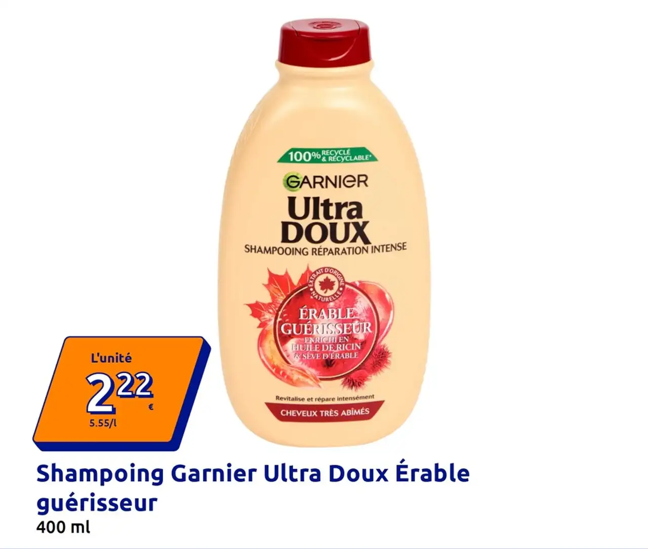 Shampoing Garnier Ultra Doux Érable guérisseur