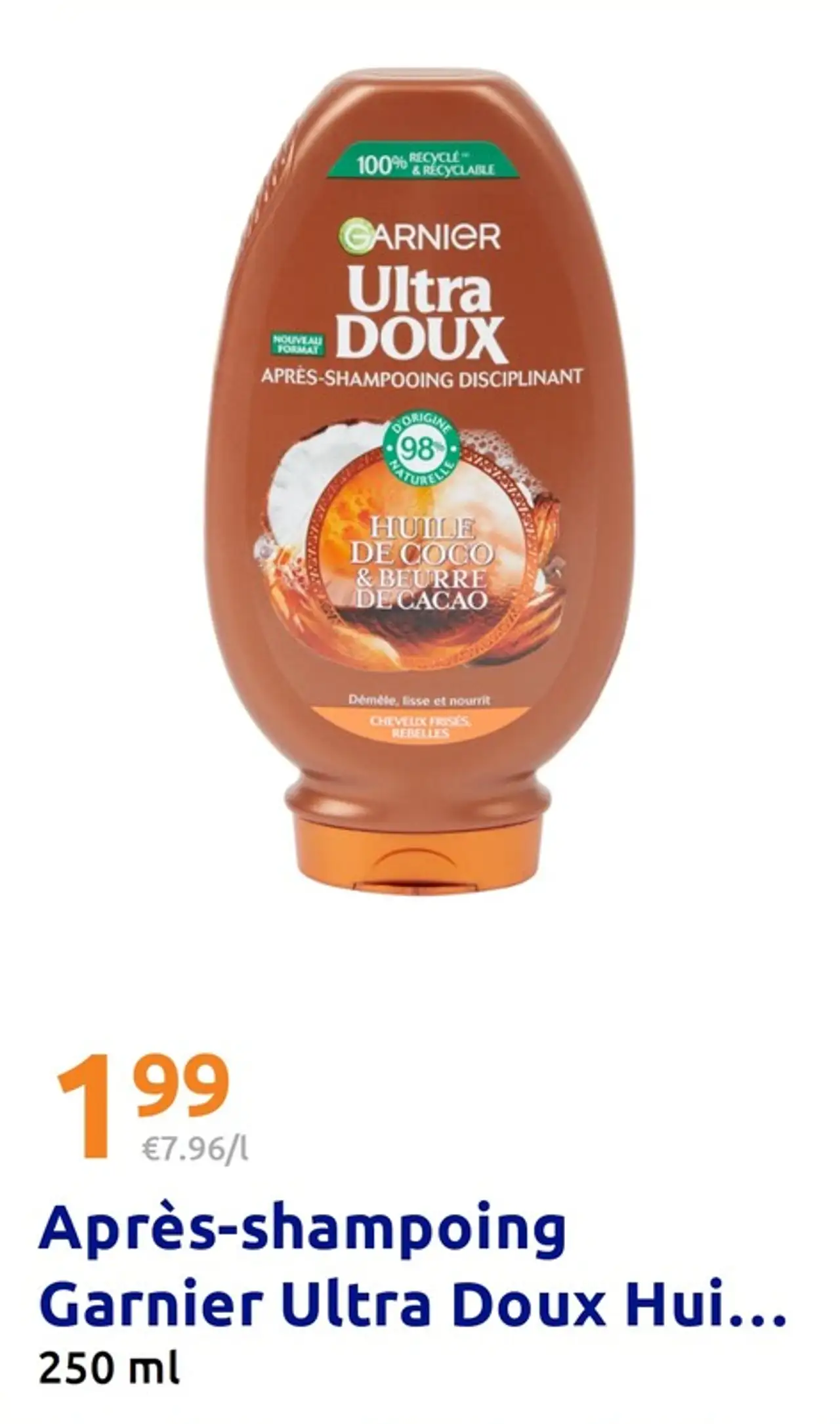 Après-shampoing Garnier Ultra Doux Huile de coco et beurre de cacao