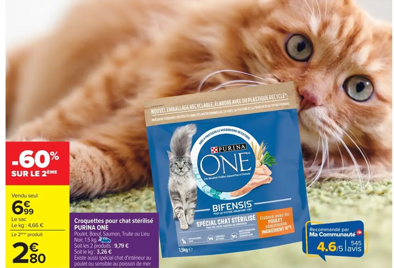 Croquettes pour chat stérilisé PURINA ONE