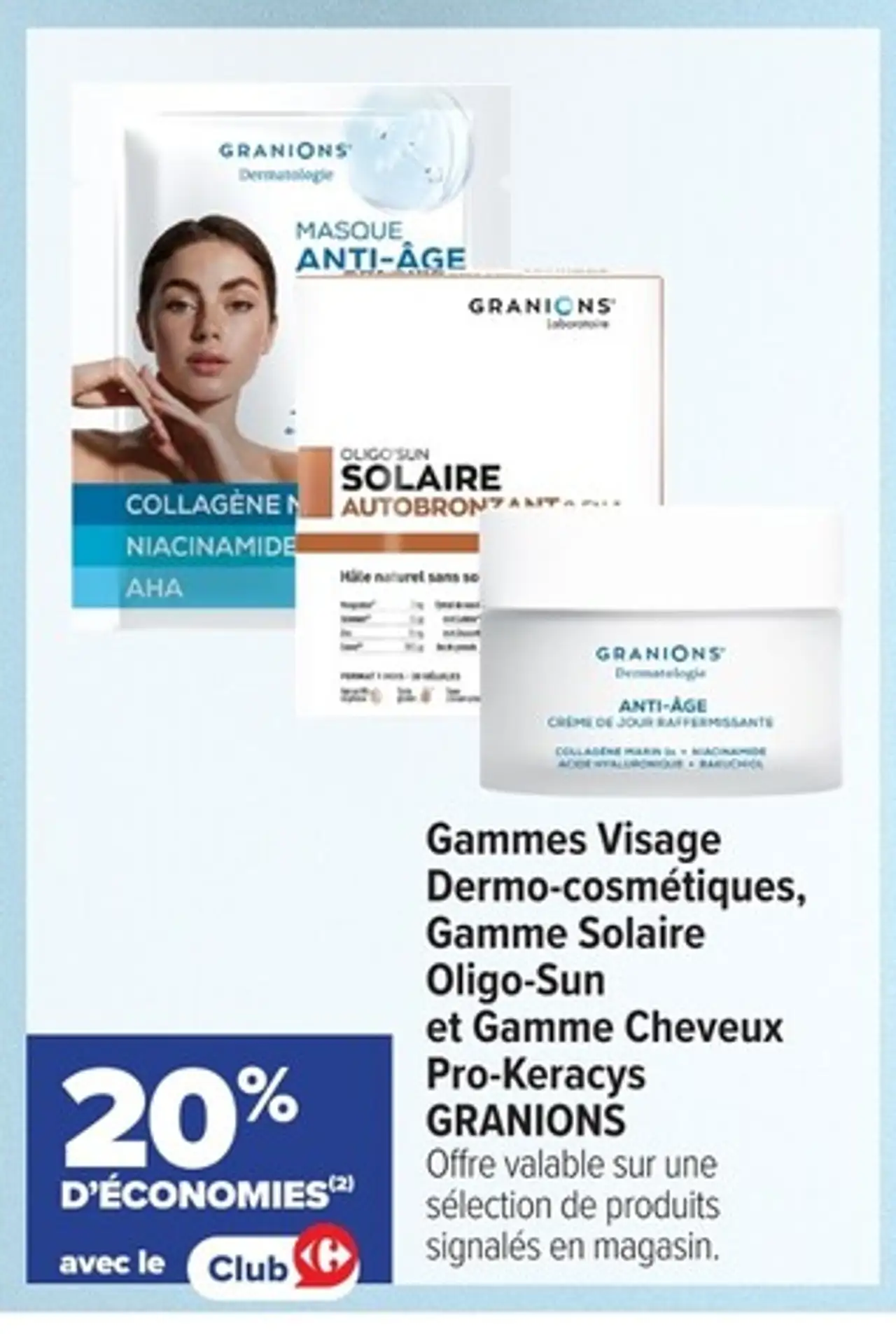Gammes Visage Dermo-cosmétiques, Gamme Solaire Oligo-Sun et Gamme Cheveux Pro-Keracys GRANIONS