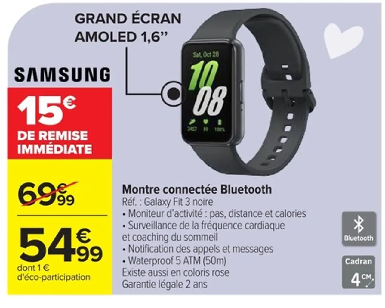 Montre connectée BluetoothGalaxy Fit 3 noire