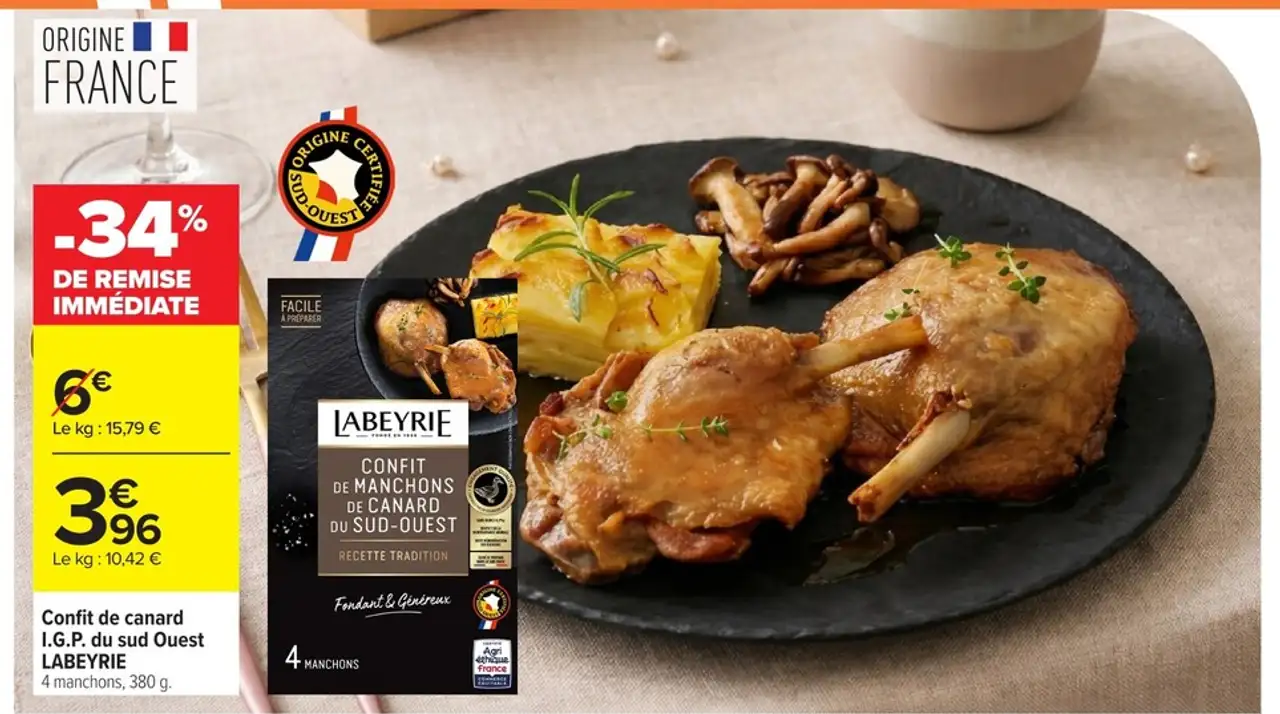 Confit de canard I.G.P. du sud Ouest LABEYRIE