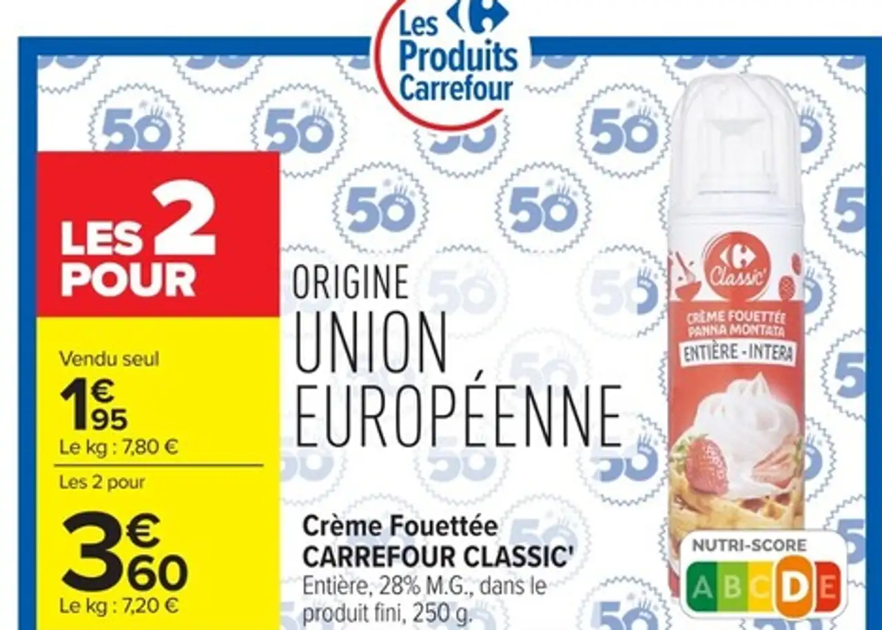 Crème fouettée carrefour classic
