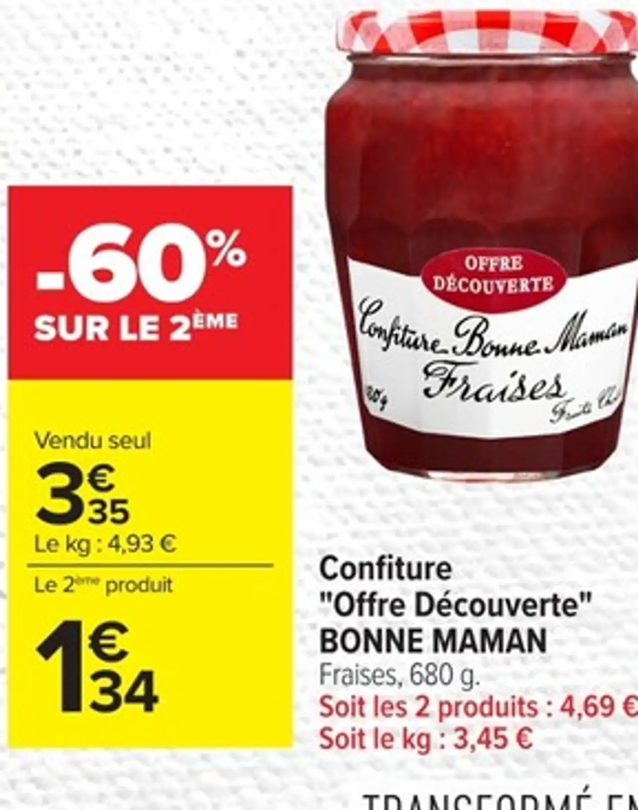 Confiture "Offre Découverte" BONNE MAMAN Fraises, 680 g.