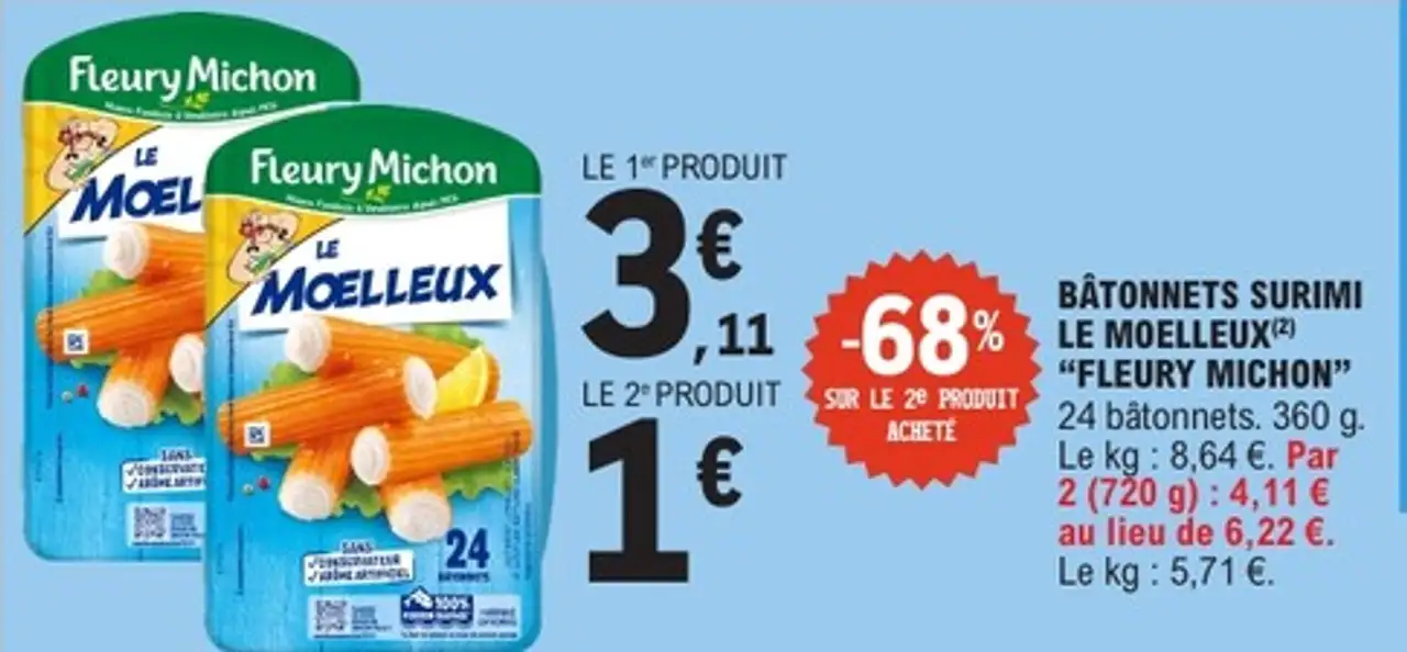 BÂTONNETS SURIMI LE MOELLEUX "FLEURY MICHON"