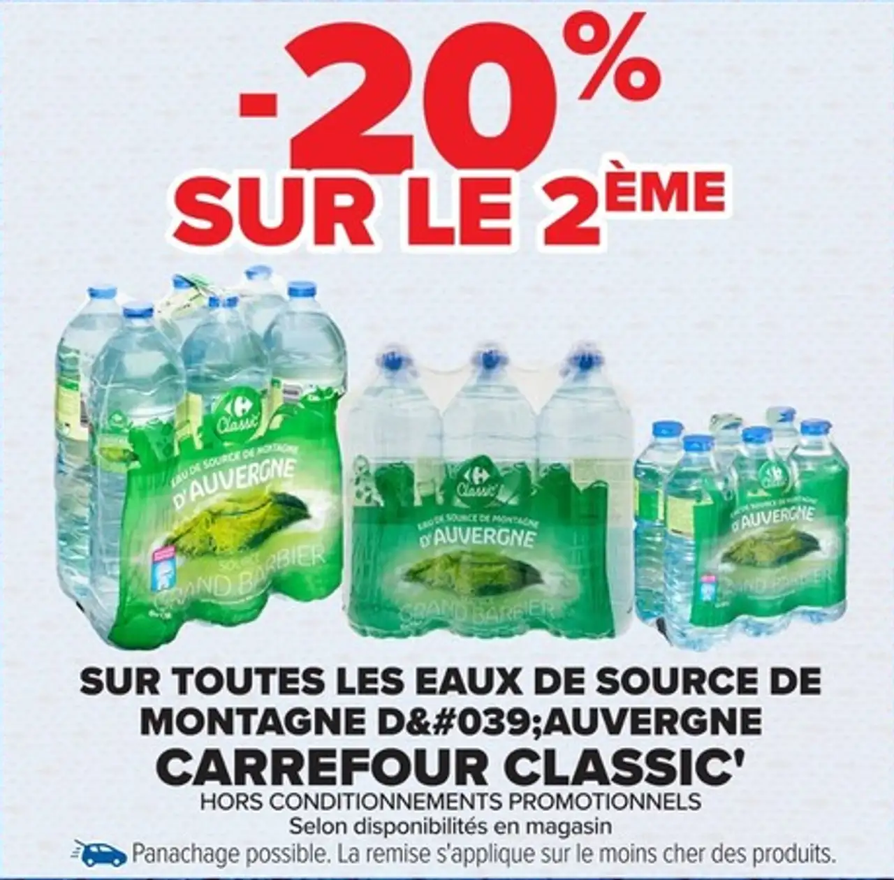 SUR TOUTES LES EAUX DE SOURCE DE MONTAGNE D'AUVERGNE CARREFOUR CLASSIC'