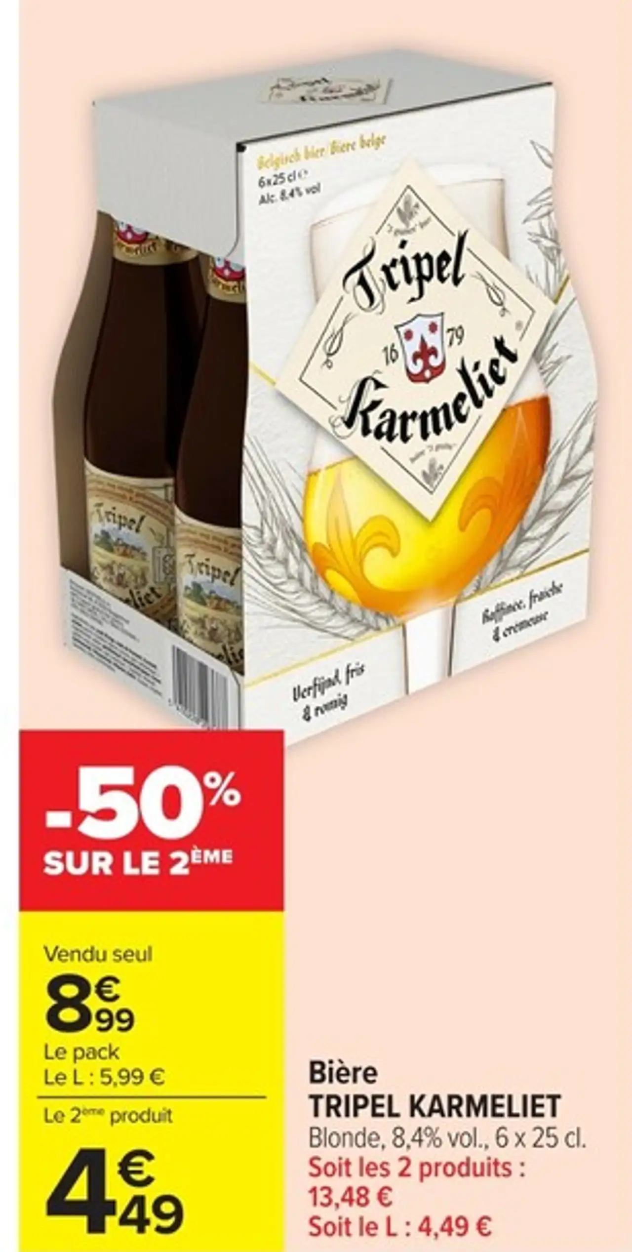 Bière TRIPEL KARMELIET Blonde, 8,4% vol., 6 x 25 cl.