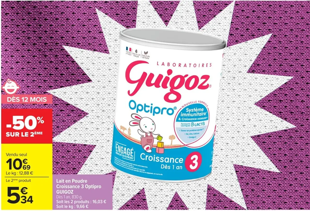 Lait en Poudre Croissance 3 Optipro GUIGOZ