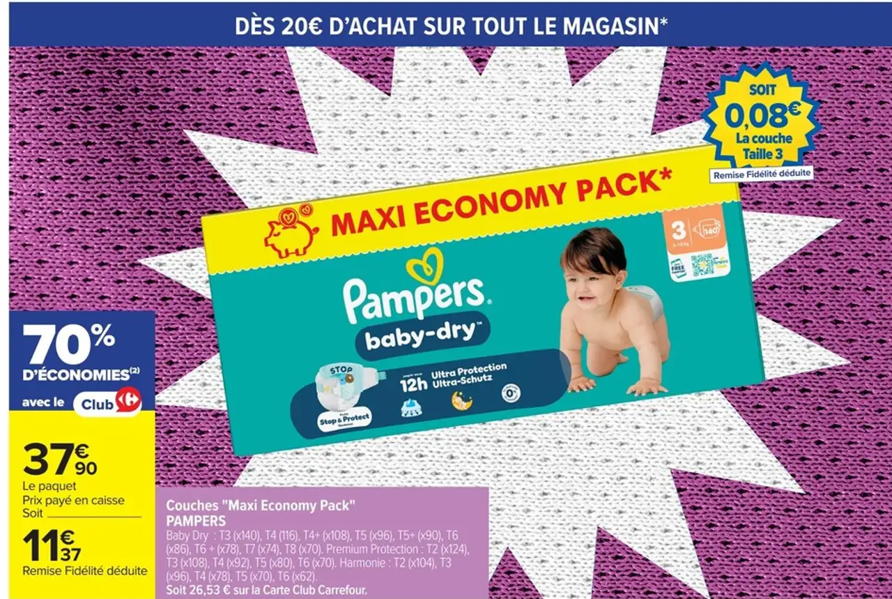 Couches "Maxi Economy Pack" PAMPERS