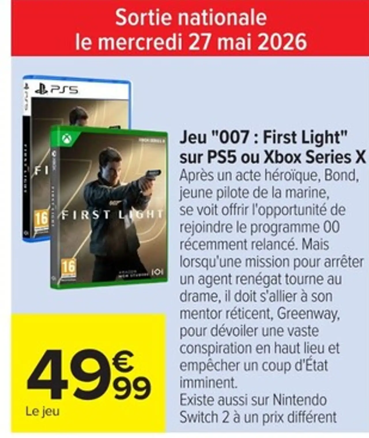 Jeu "007 : First Light" sur PS5 ou Xbox Series X